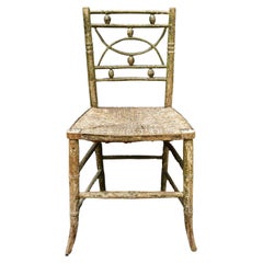 Pair of Bamboo Style Painted Chair Rush Seats