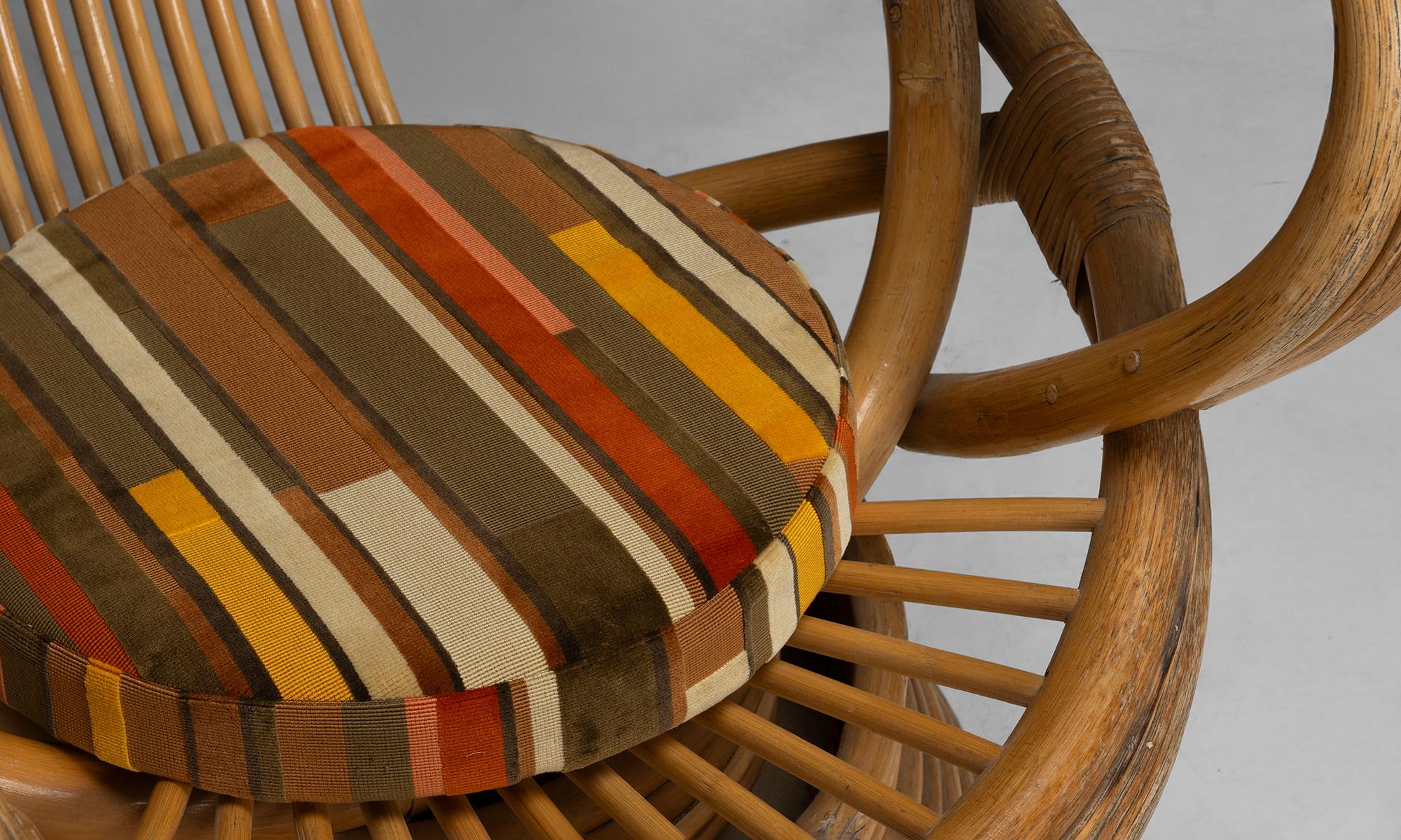 Late 20th Century Pair of Bamboo Swivel Chairs, France circa 1970 For Sale
