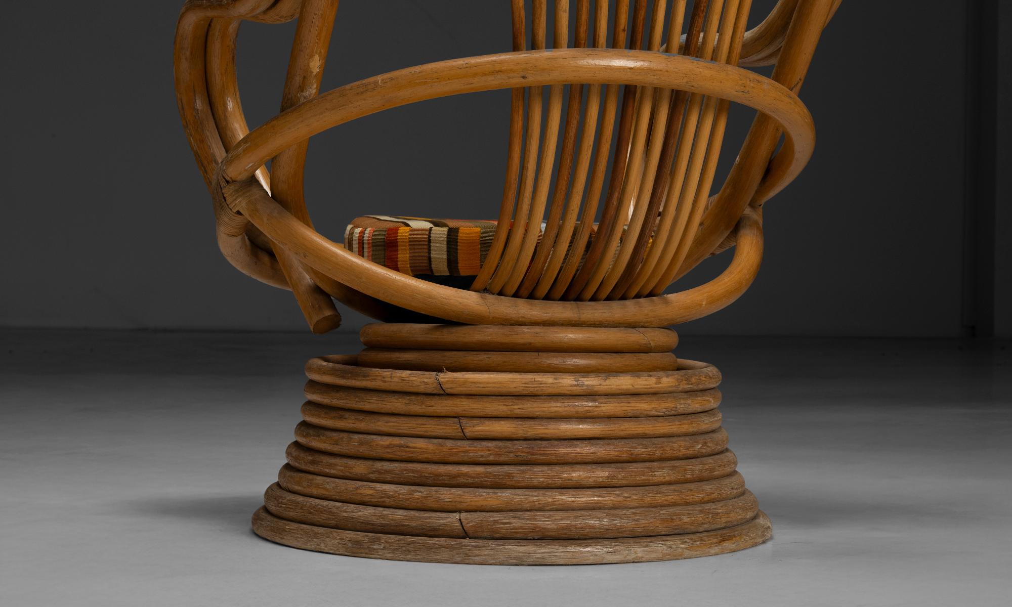 Pair of Bamboo Swivel Chairs, France circa 1970 For Sale 3