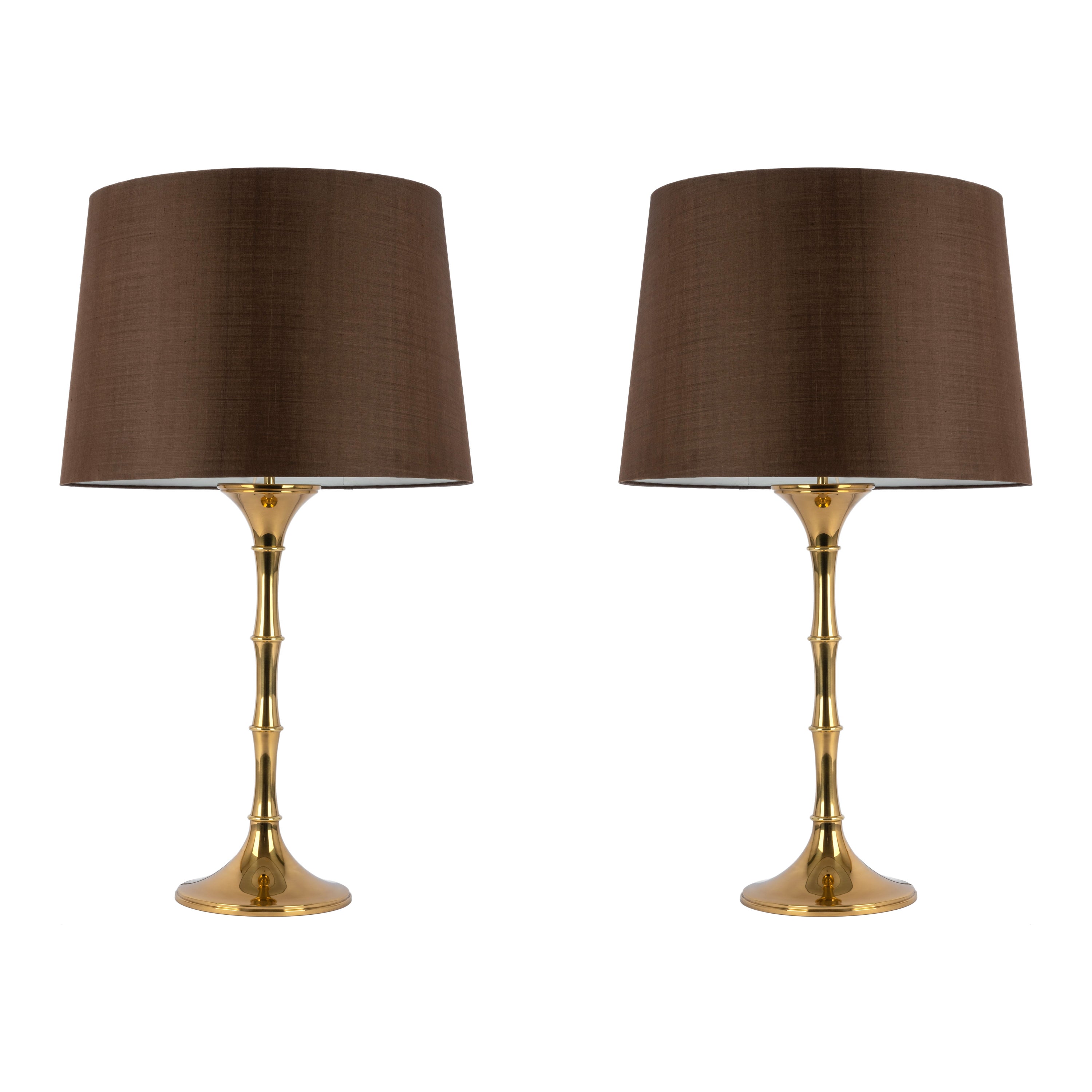 Pair of Bamboo Table Lamps by Ingo Maurer, Germany, 1970s