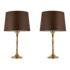 Pair of Bamboo Table Lamps by Ingo Maurer, Germany, 1970s