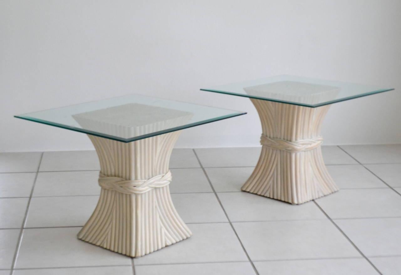 Mid-Century Modern Pair of Bamboo Tables For Sale