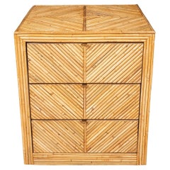 Pair of bamboo three drawer bedside tables
