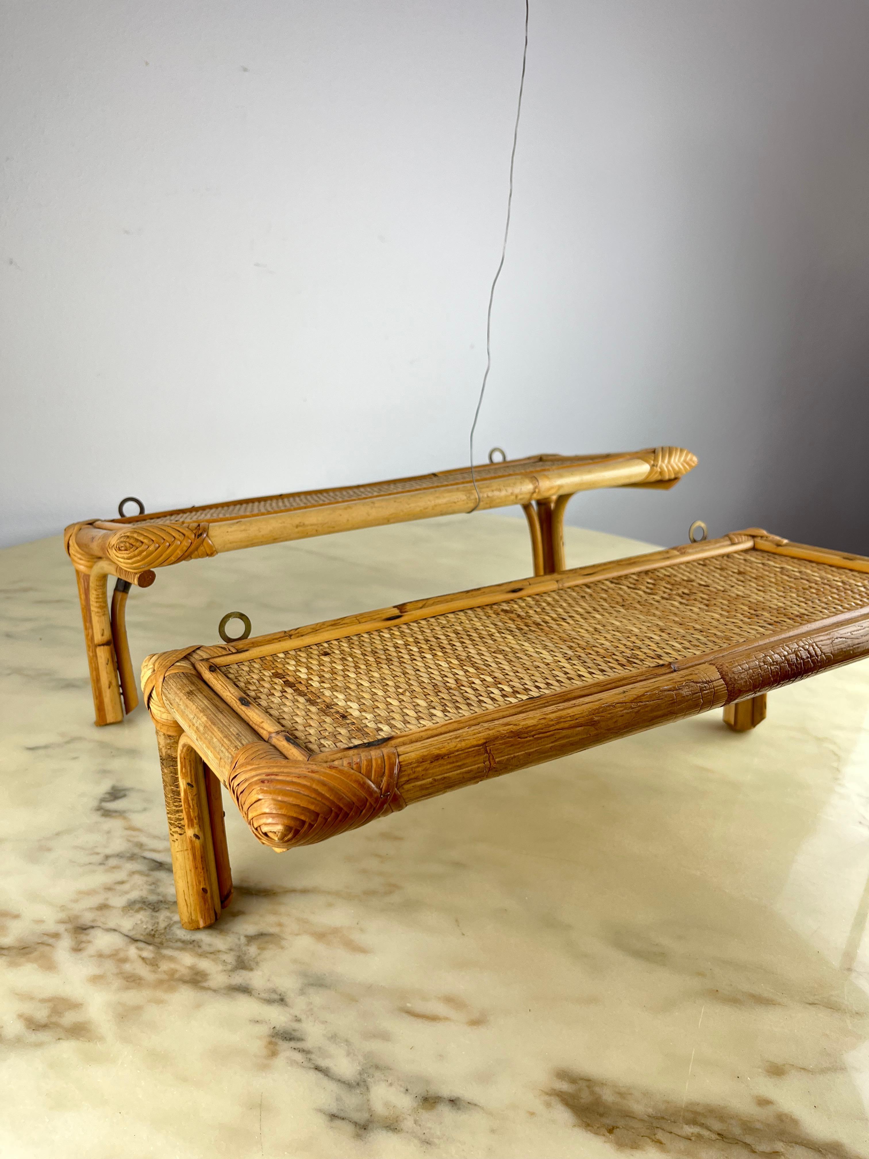 Pair of Bamboo Wall Shelves, Vintage, Italy, 1980s For Sale at 1stDibs