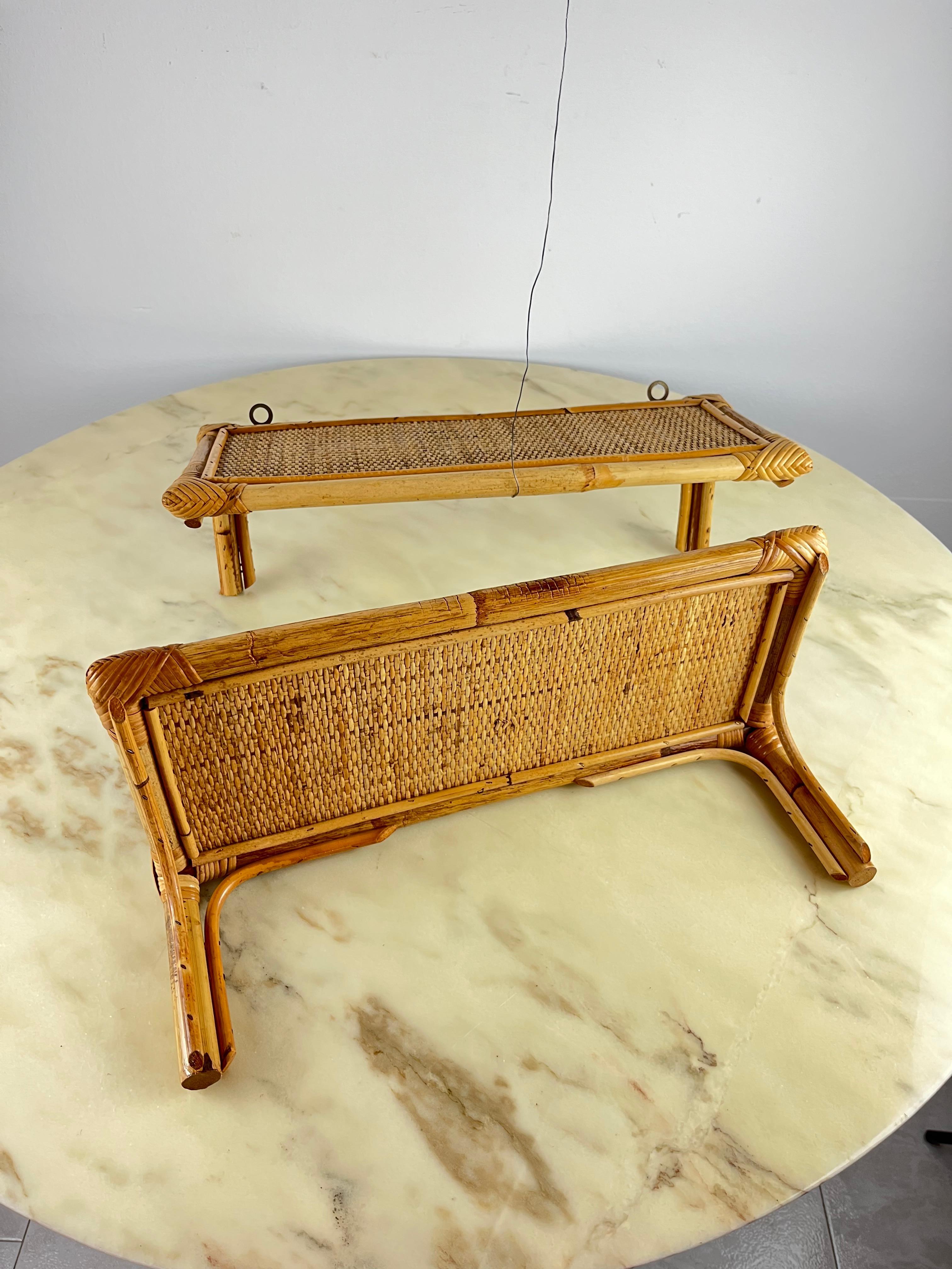 Pair of Bamboo Wall Shelves, Vintage, Italy, 1980s For Sale at 1stDibs