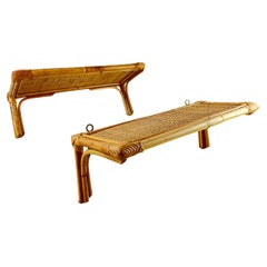 Pair of Bamboo Wall Shelves, Vintage, Italy, 1980s