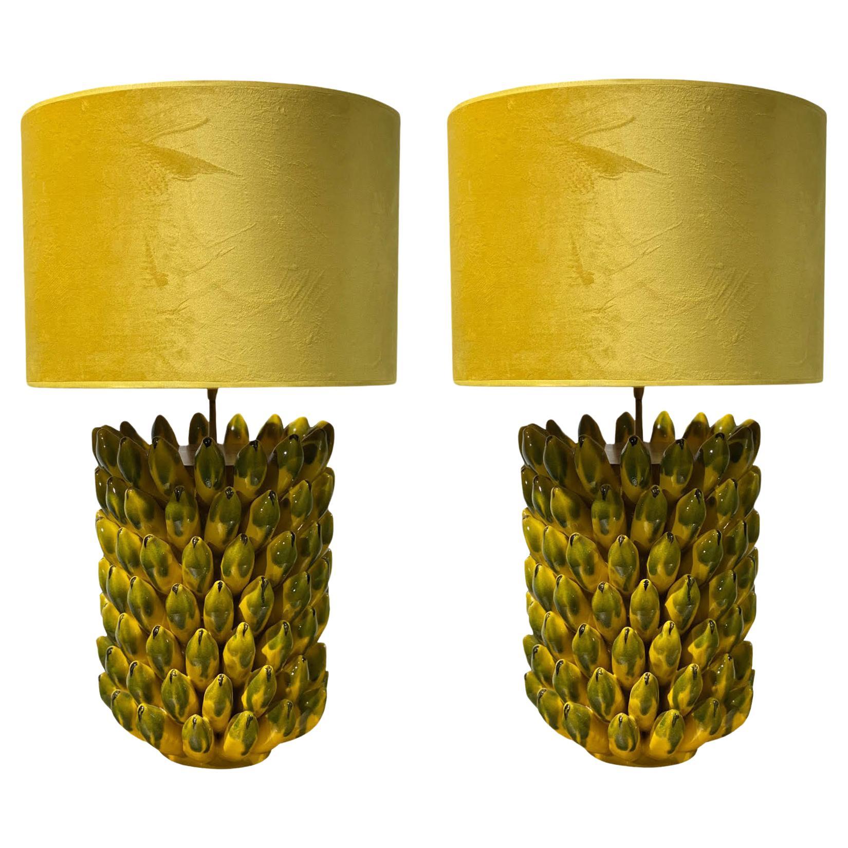 21st Century Pair of  Original "Banana" Ceramic Table Lamps For Sale