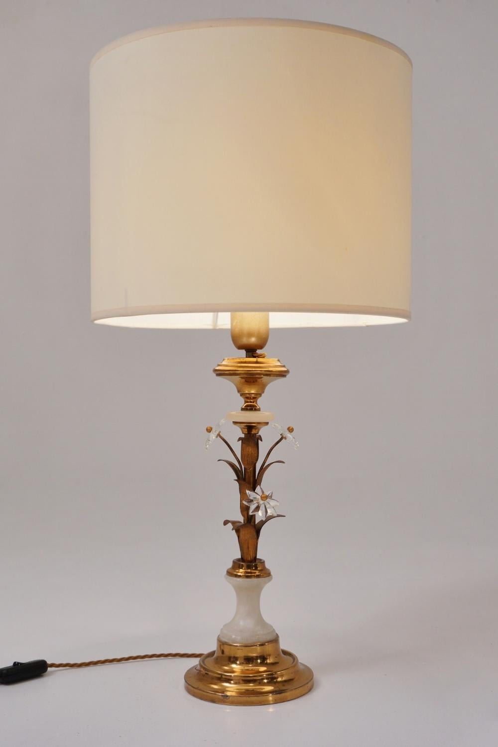 Pair of Banci Firenze Florentine Tole Gold Gilt Table Lamps, Crystal & Alabaster For Sale 4