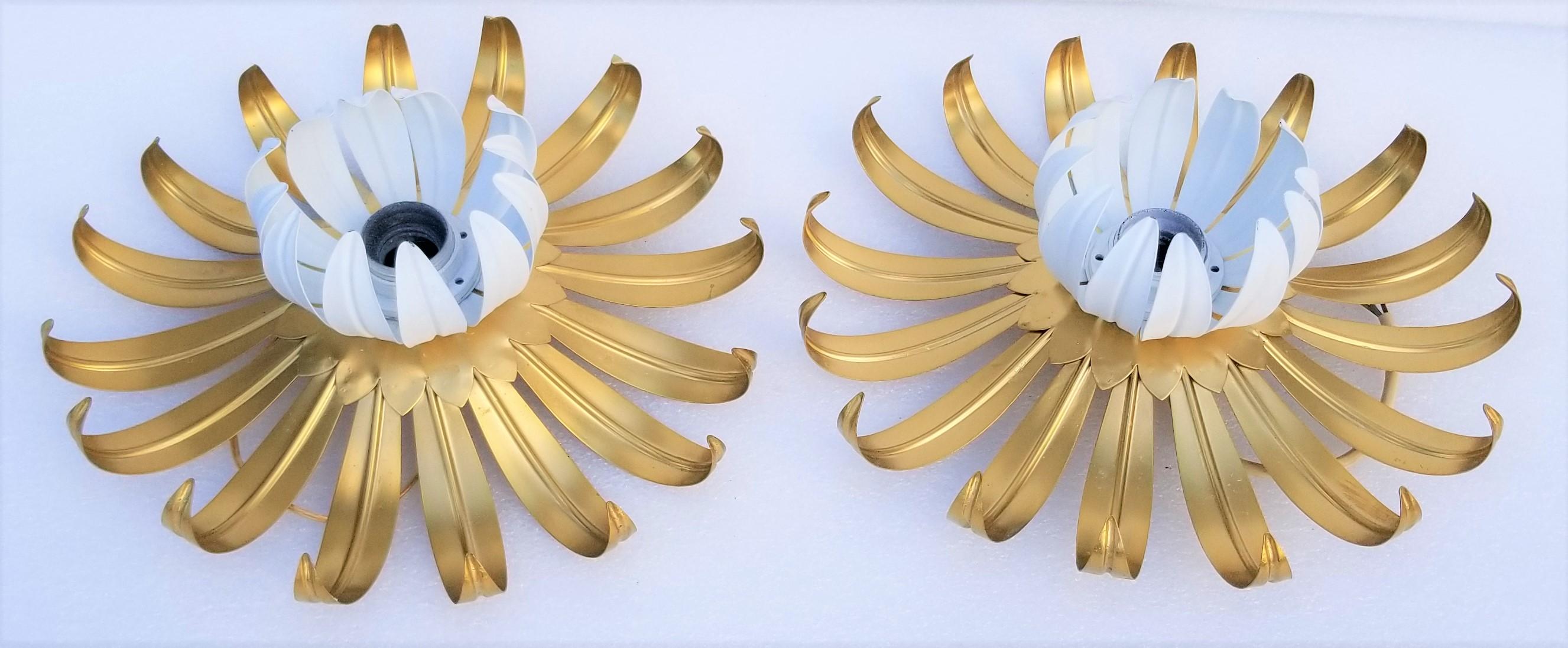 Brass Pair of Banci Firenze Sconces or Flush Mount Nenuphar, 3 Pairs Available For Sale