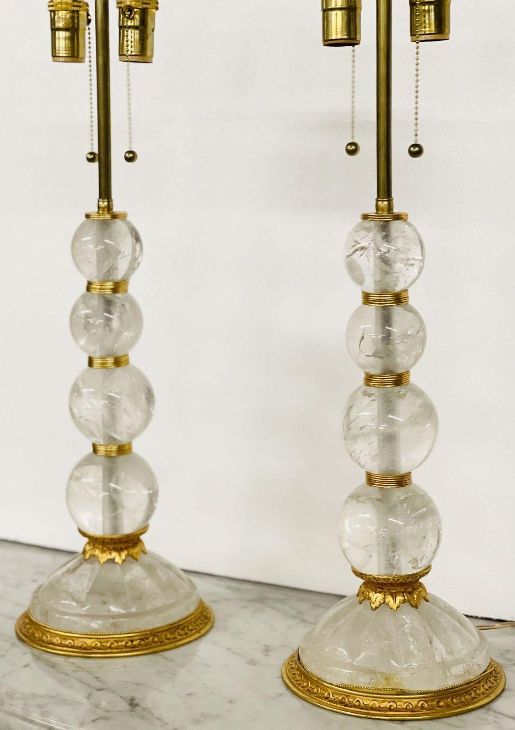 Paire de lampes de bureau en cristal de roche de Baques, 19ème/20ème siècle en vente 3