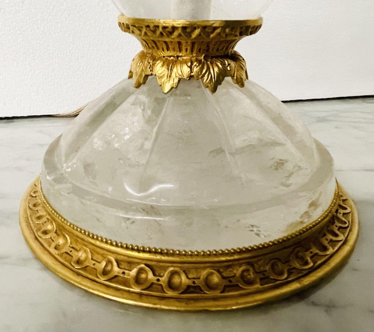 Paire de lampes de bureau en cristal de roche de Baques, 19ème/20ème siècle en vente 9