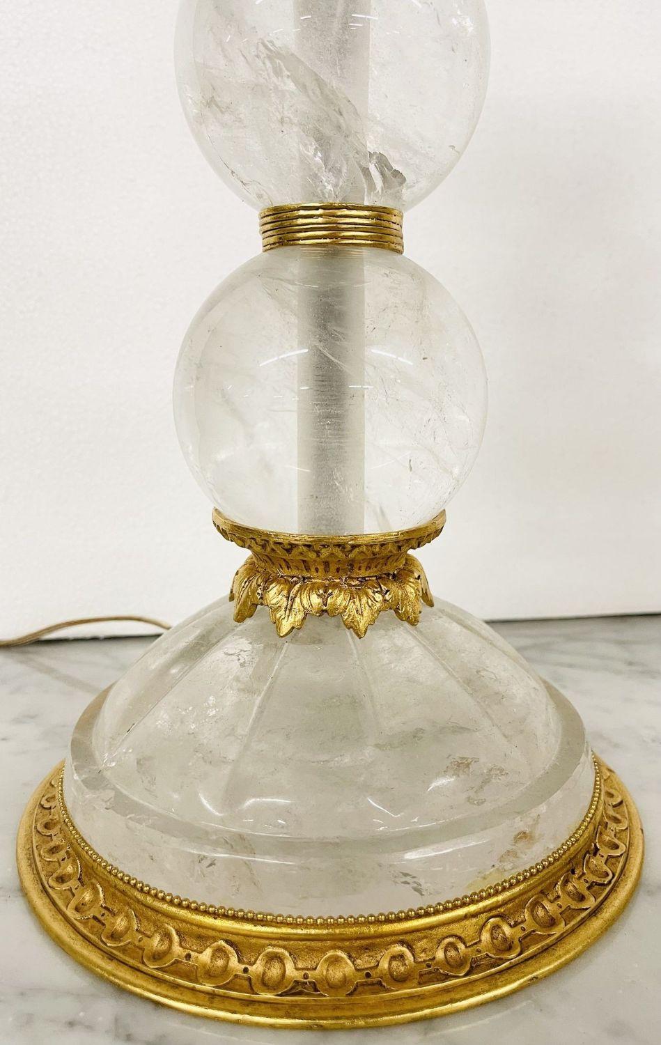 20ième siècle Paire de lampes de bureau en cristal de roche de Baques, 19ème/20ème siècle en vente