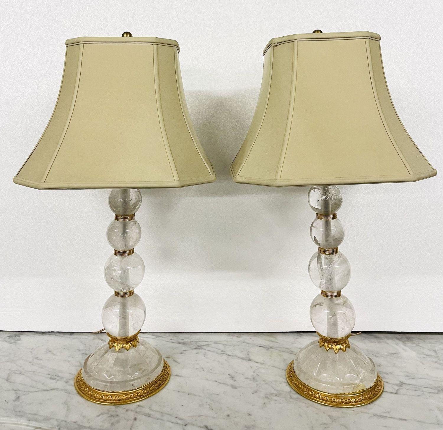 Paire de lampes de bureau en cristal de roche de Baques, 19ème/20ème siècle en vente 1