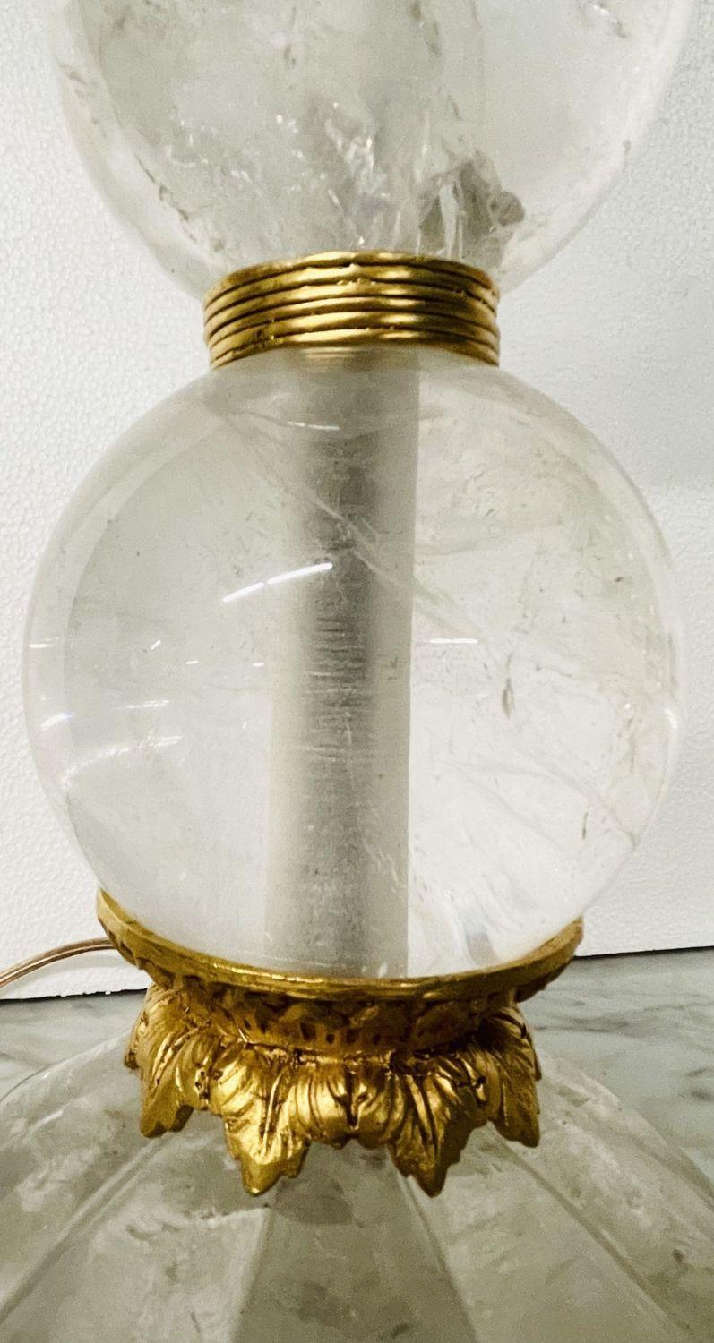 Paire de lampes de bureau en cristal de roche de Baques, 19ème/20ème siècle en vente 2