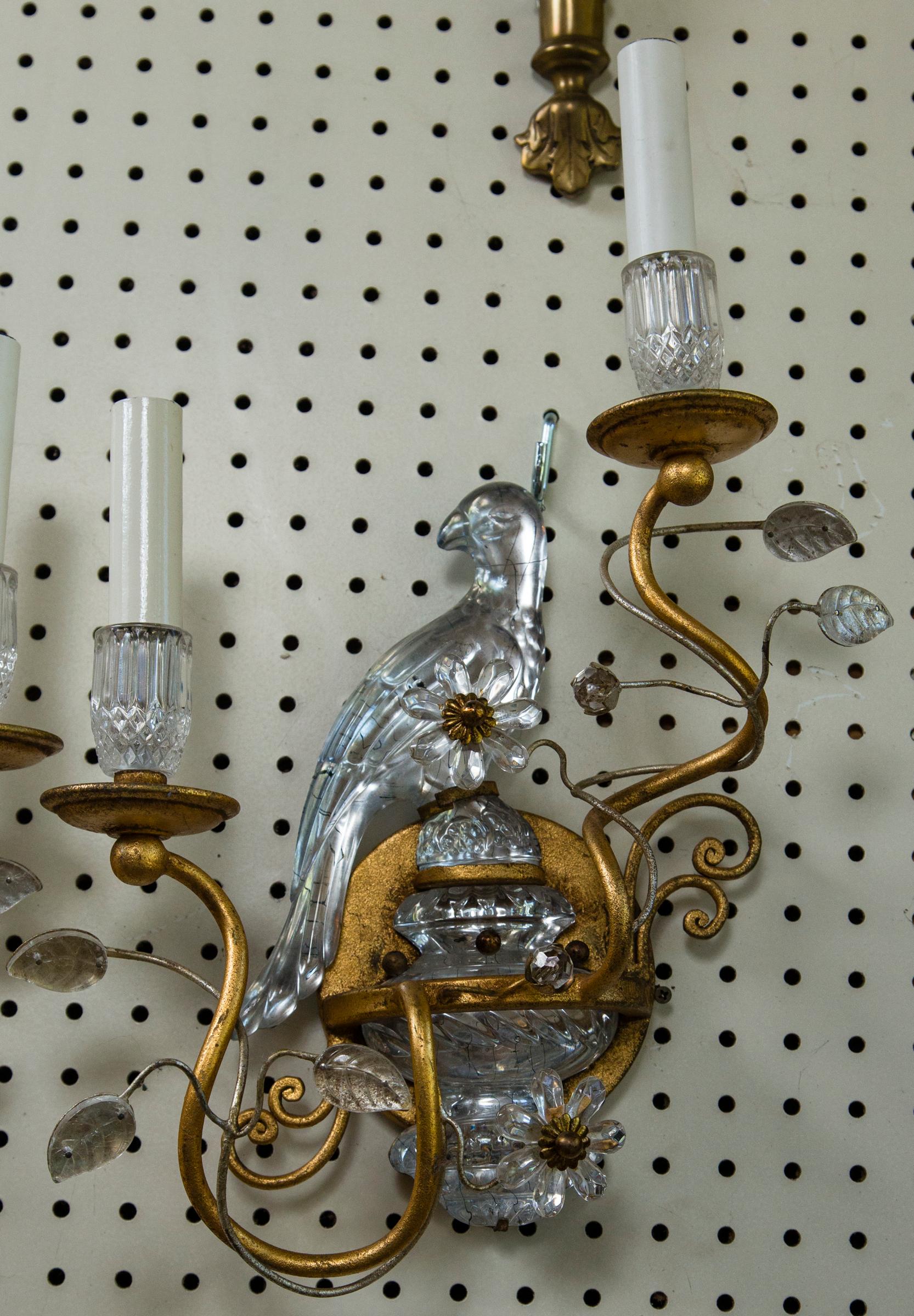Pair of Bagues Style Parrot 2-Light Sconces In Excellent Condition For Sale In Woodbury, CT