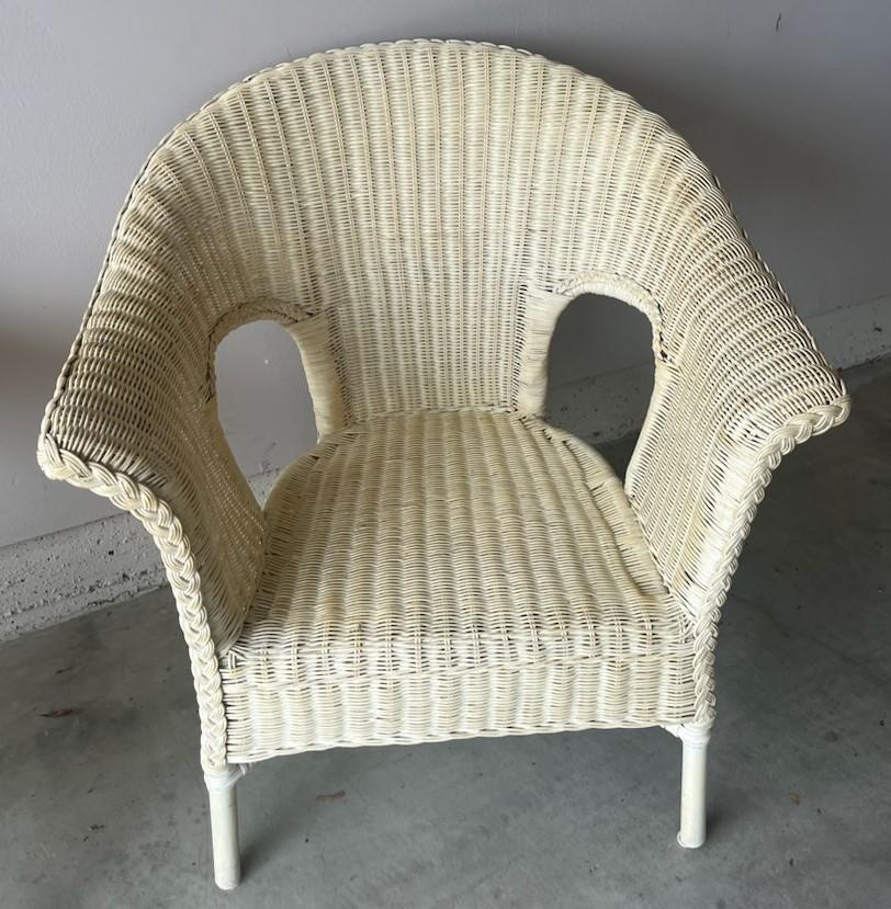 Pair of Bar Harbor Original Yellow Painted Wicker Chairs For Sale at ...