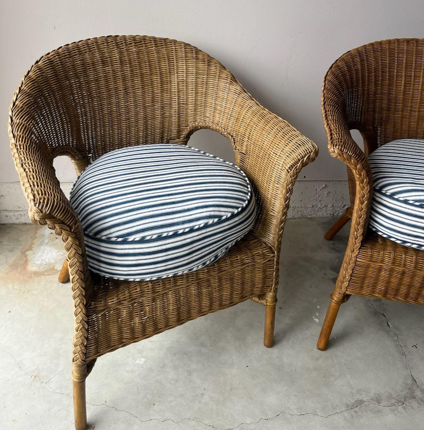 Adirondack Pair of Bar Harbor Wicker Chairs