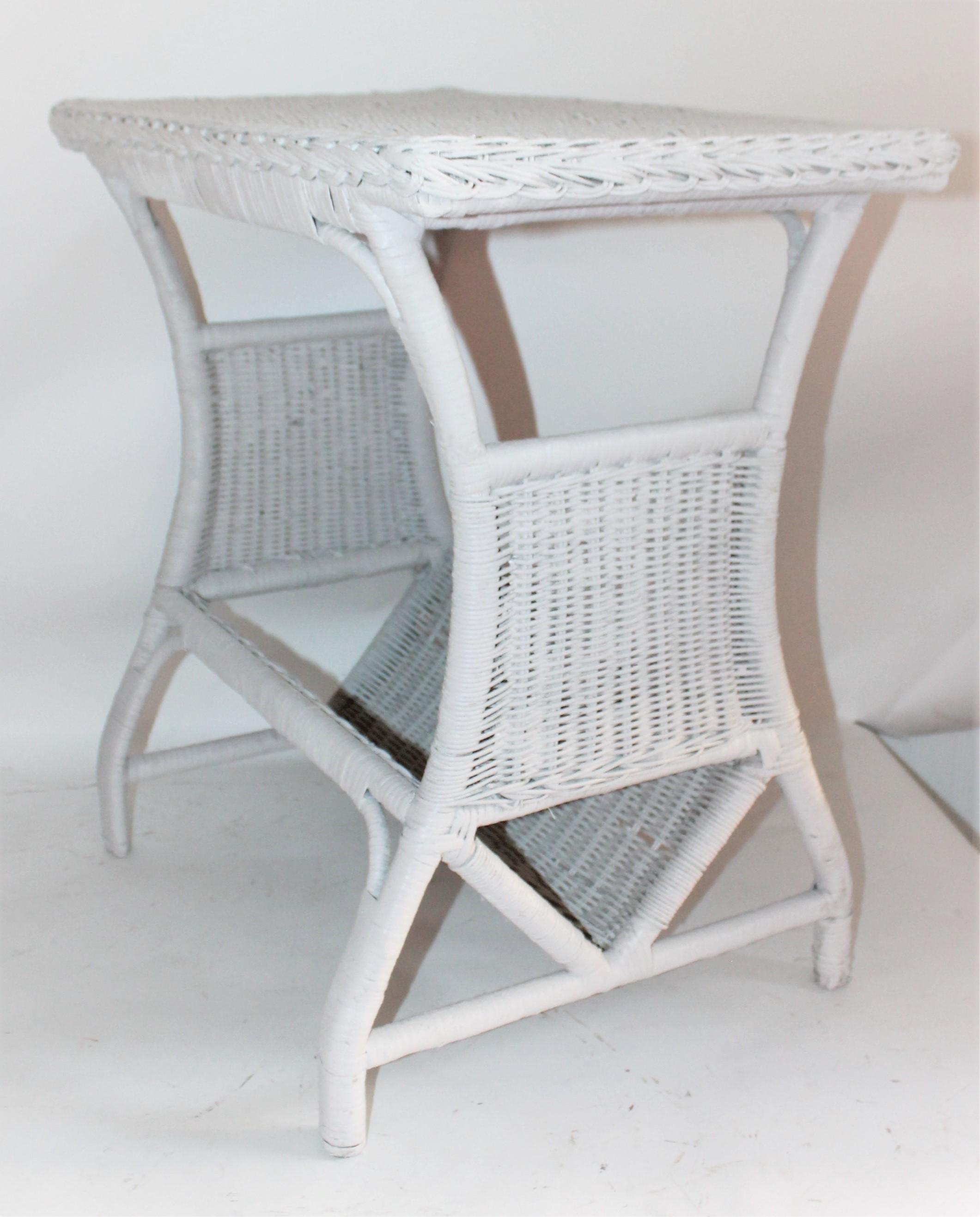 Pair of Bar Harbor Wicker Child's Chair and Side Table 3