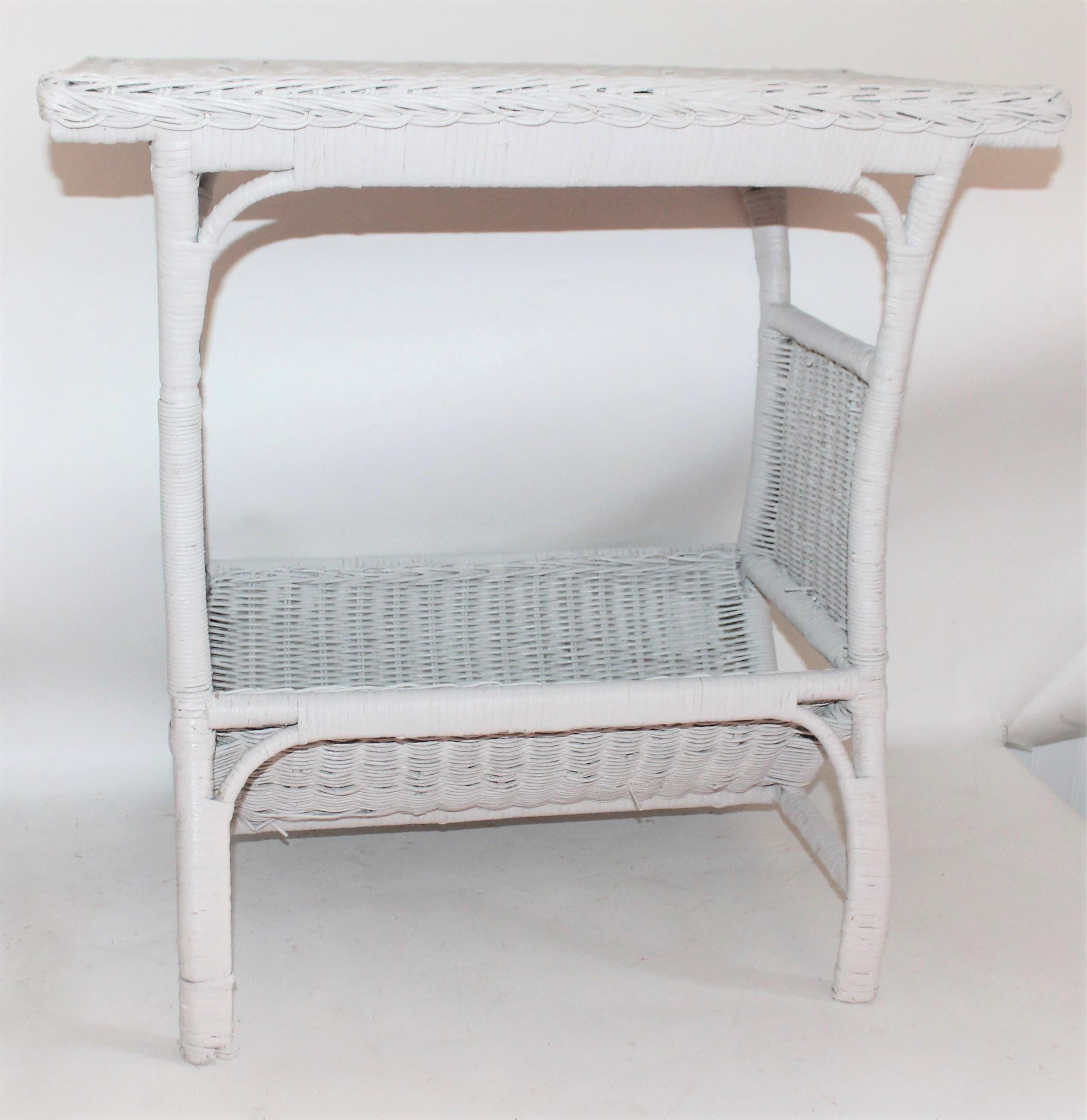 Pair of Bar Harbor Wicker Child's Chair and Side Table 2