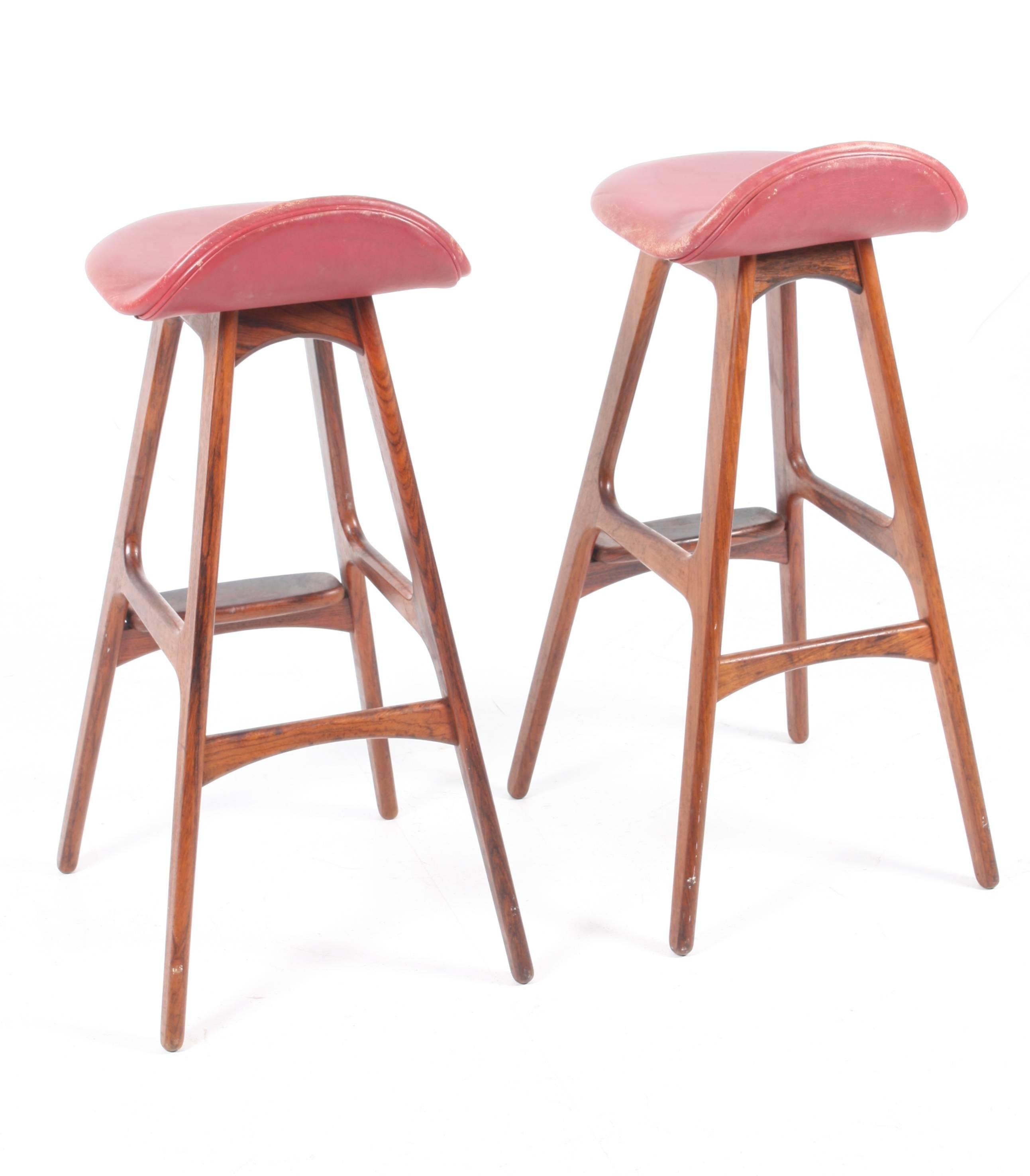 Scandinavian Modern Pair of Bar Stools by Erik Buch