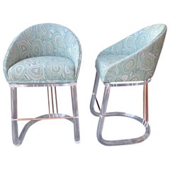 Pair of Bar Stools by Lion in Frost