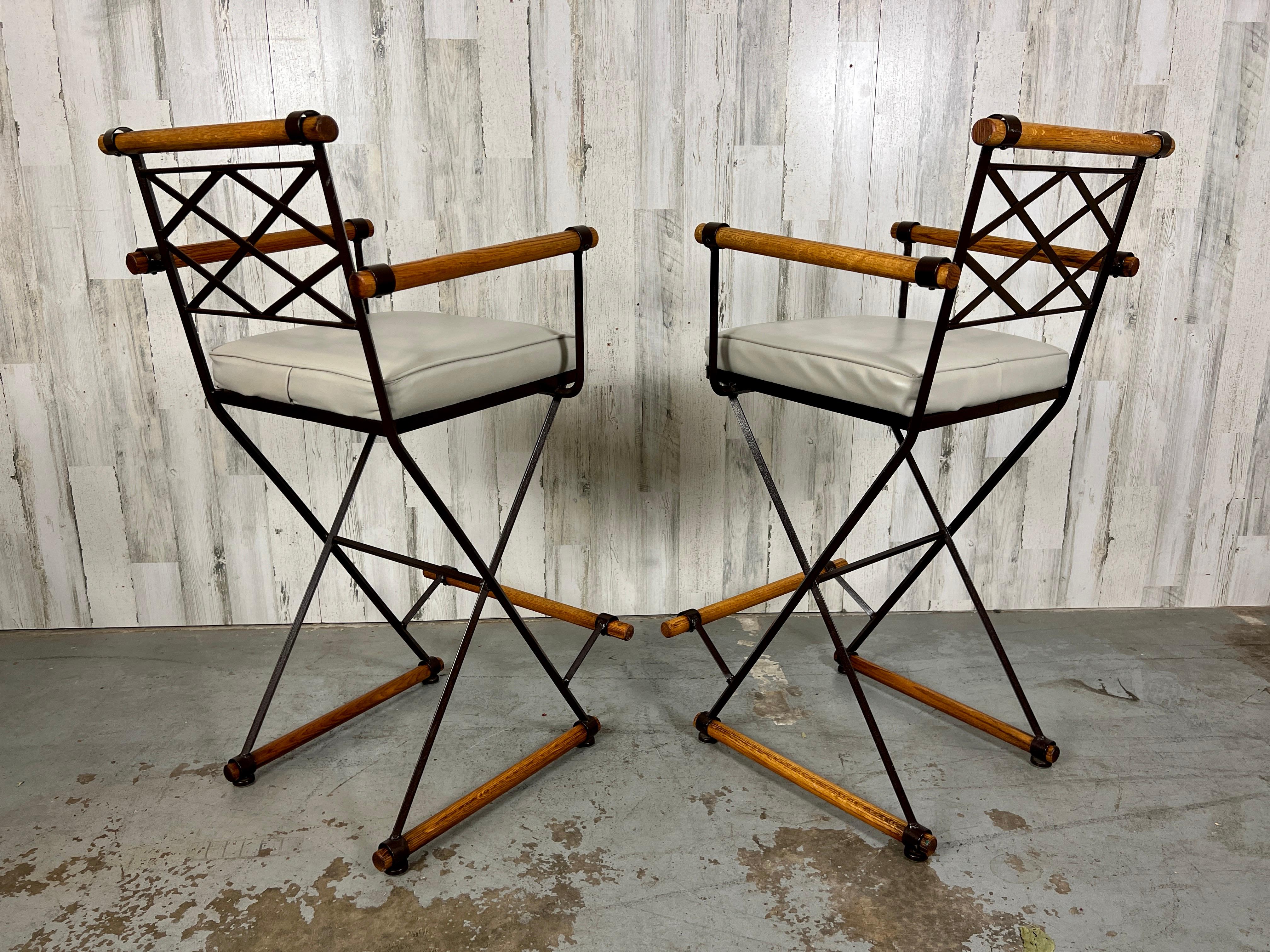 American Pair of Bar Stools for Inca Products in the Style of Cleo Baldon For Sale
