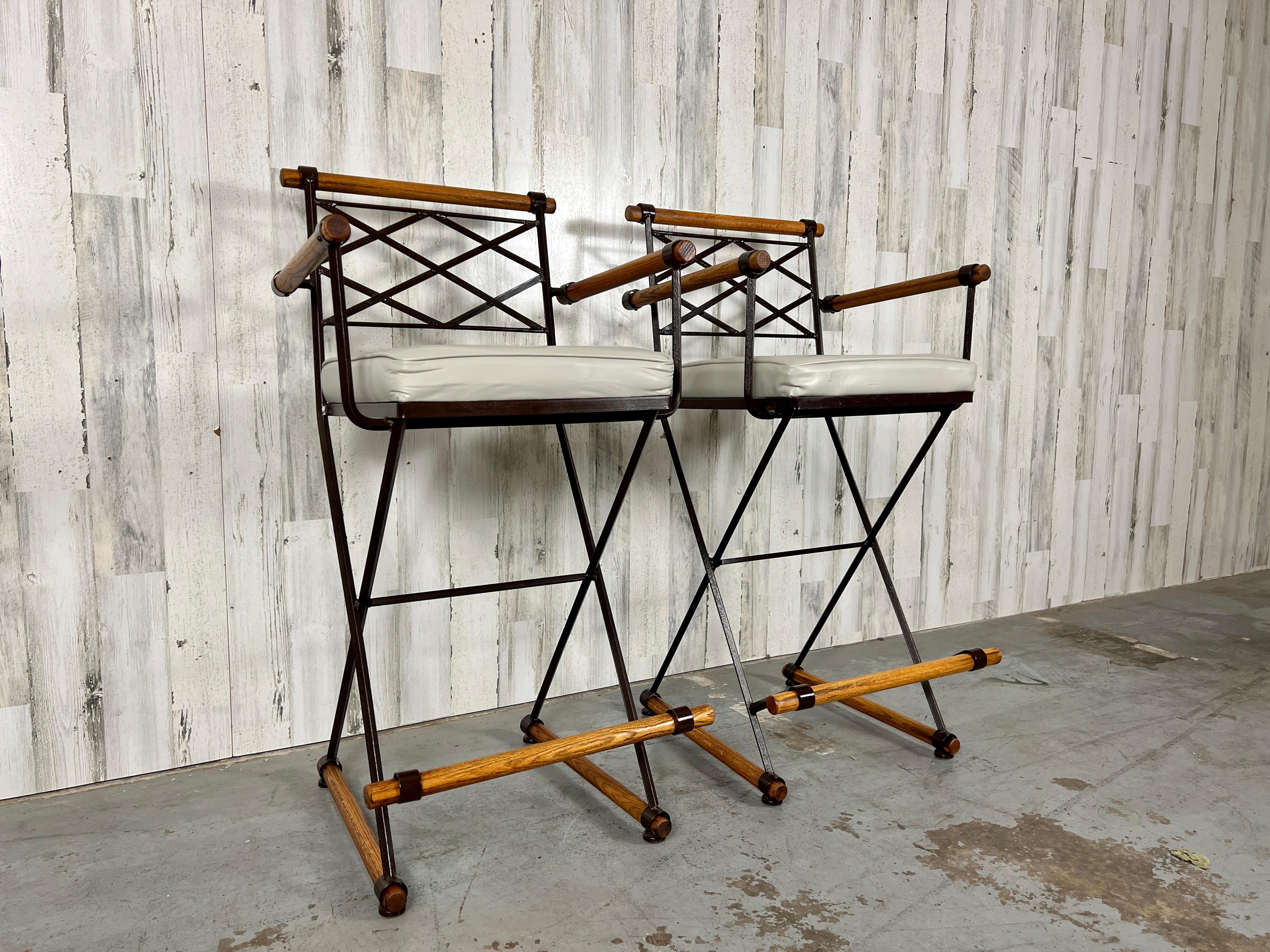 Powder-Coated Pair of Bar Stools for Inca Products in the Style of Cleo Baldon For Sale