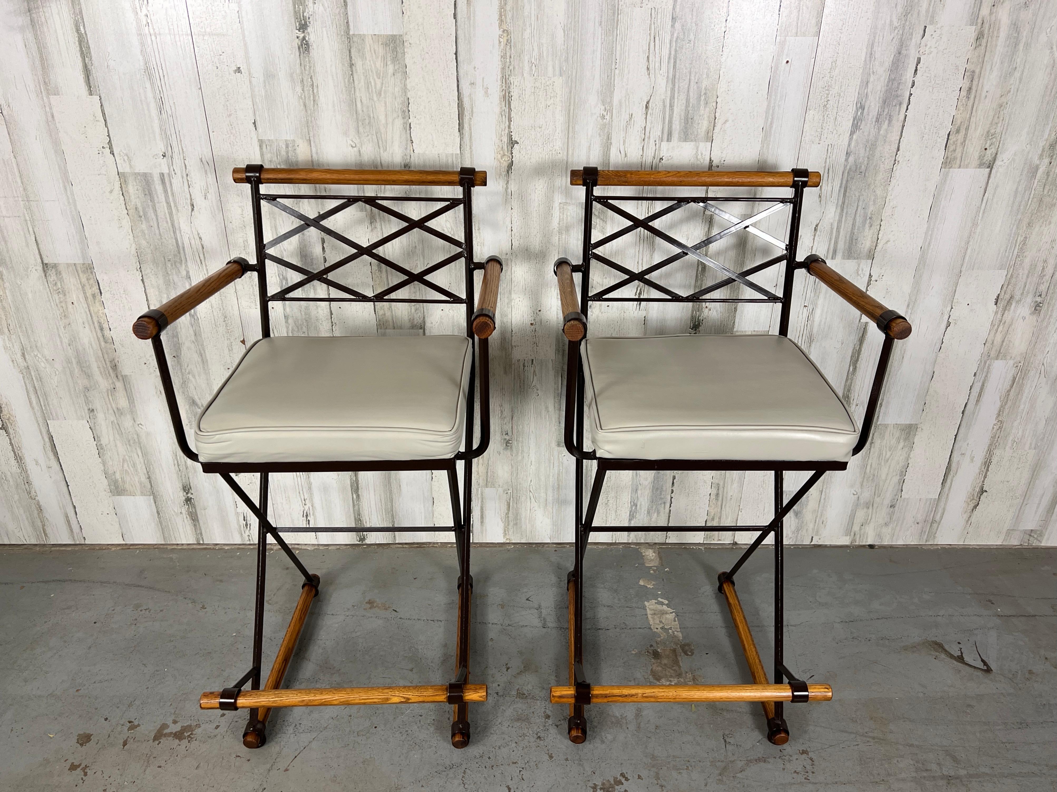 Upholstery Pair of Bar Stools for Inca Products in the Style of Cleo Baldon For Sale