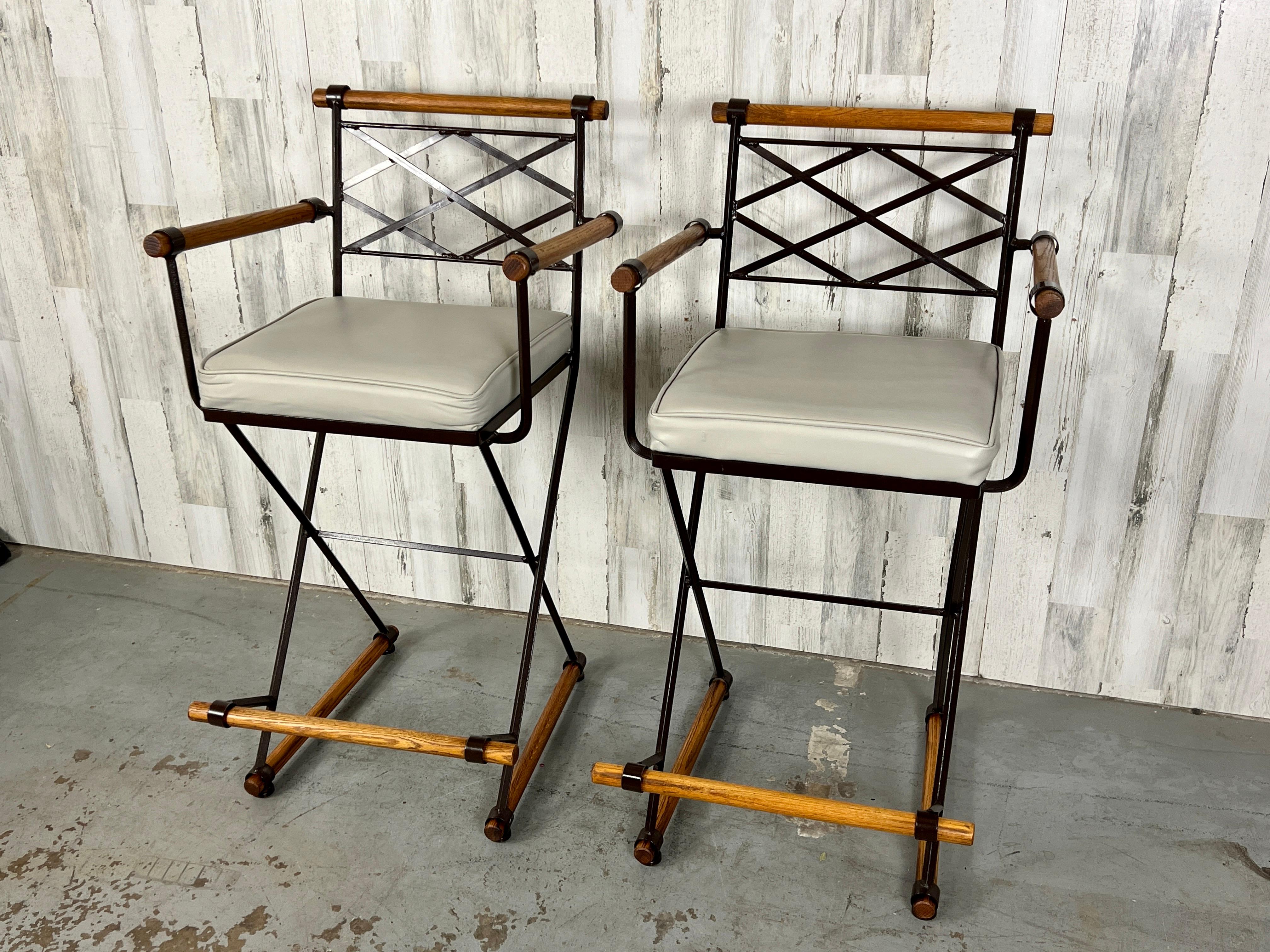 Pair of Bar Stools for Inca Products in the Style of Cleo Baldon For Sale 1