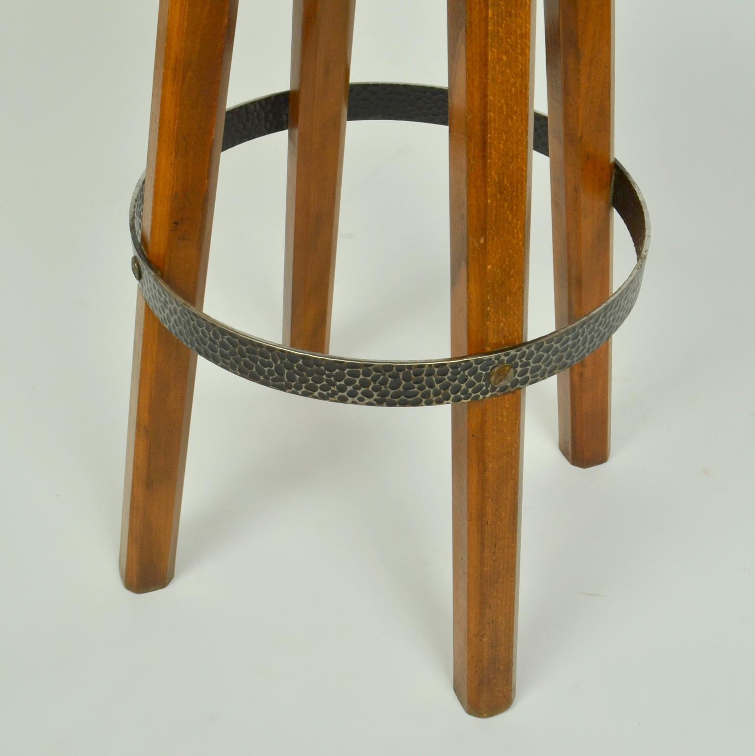 Pair of Bar Stools Handcrafted Burr Wood, 1970s  6