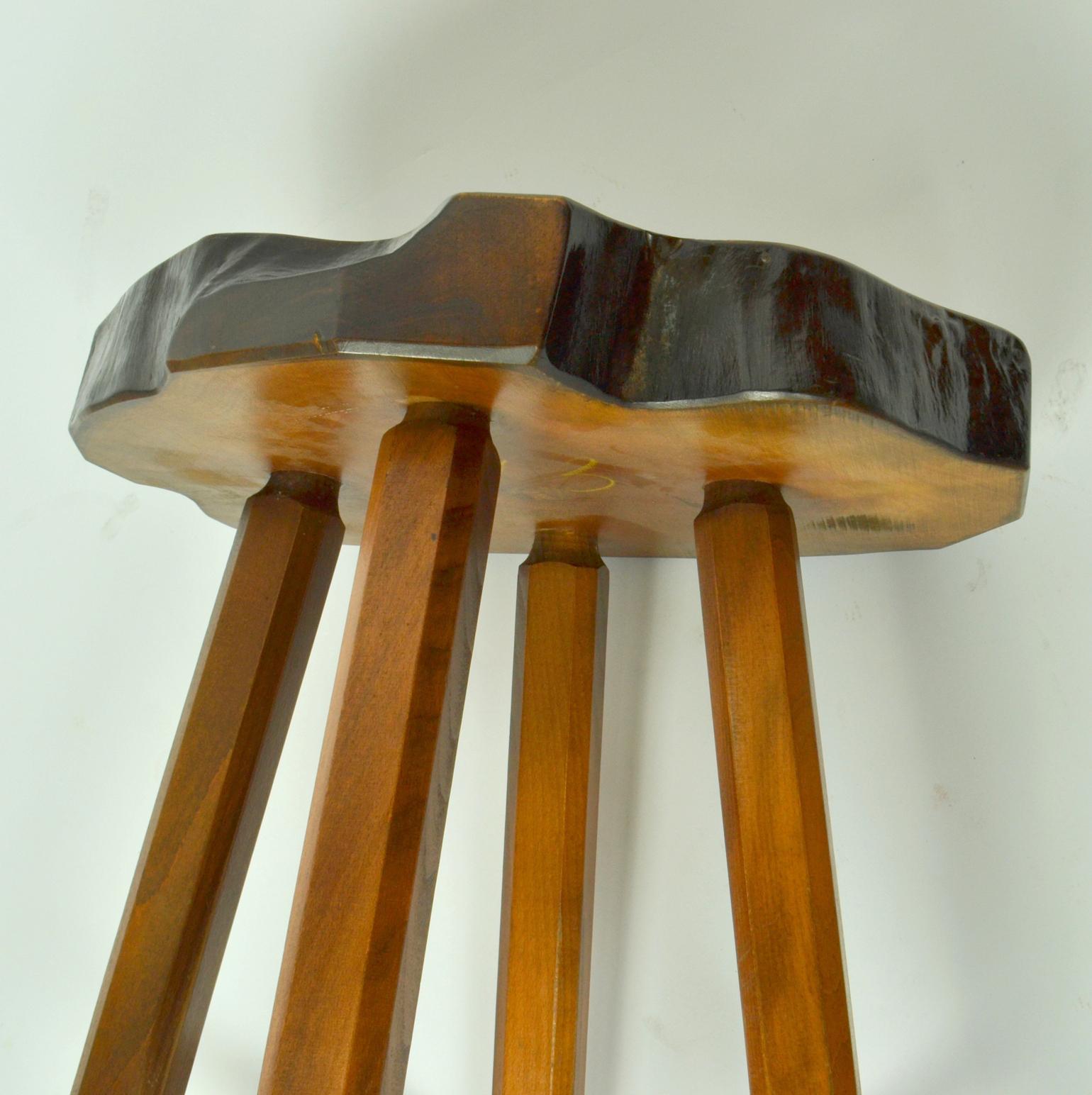 Pair of Bar Stools Handcrafted Burr Wood, 1970s  9