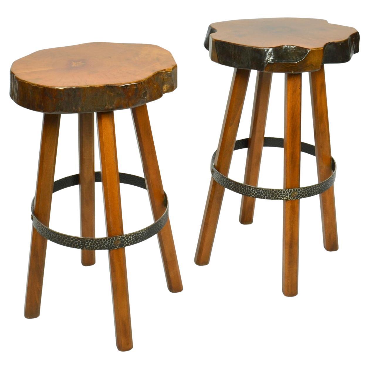 Pair of Metal and Wood / Bent Plywood Toledo Bar Stools at 1stDibs