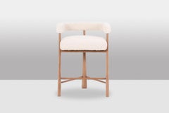 Pair of bar stools in blond beech. Contemporary work.