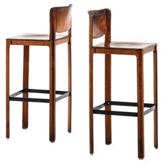 Pair of Bar Stools in Leather by Matteo Grassi, 1970's