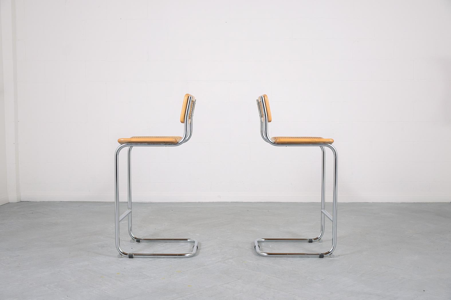 Pair of Marcel Breuer Cesca Bar Stools   1