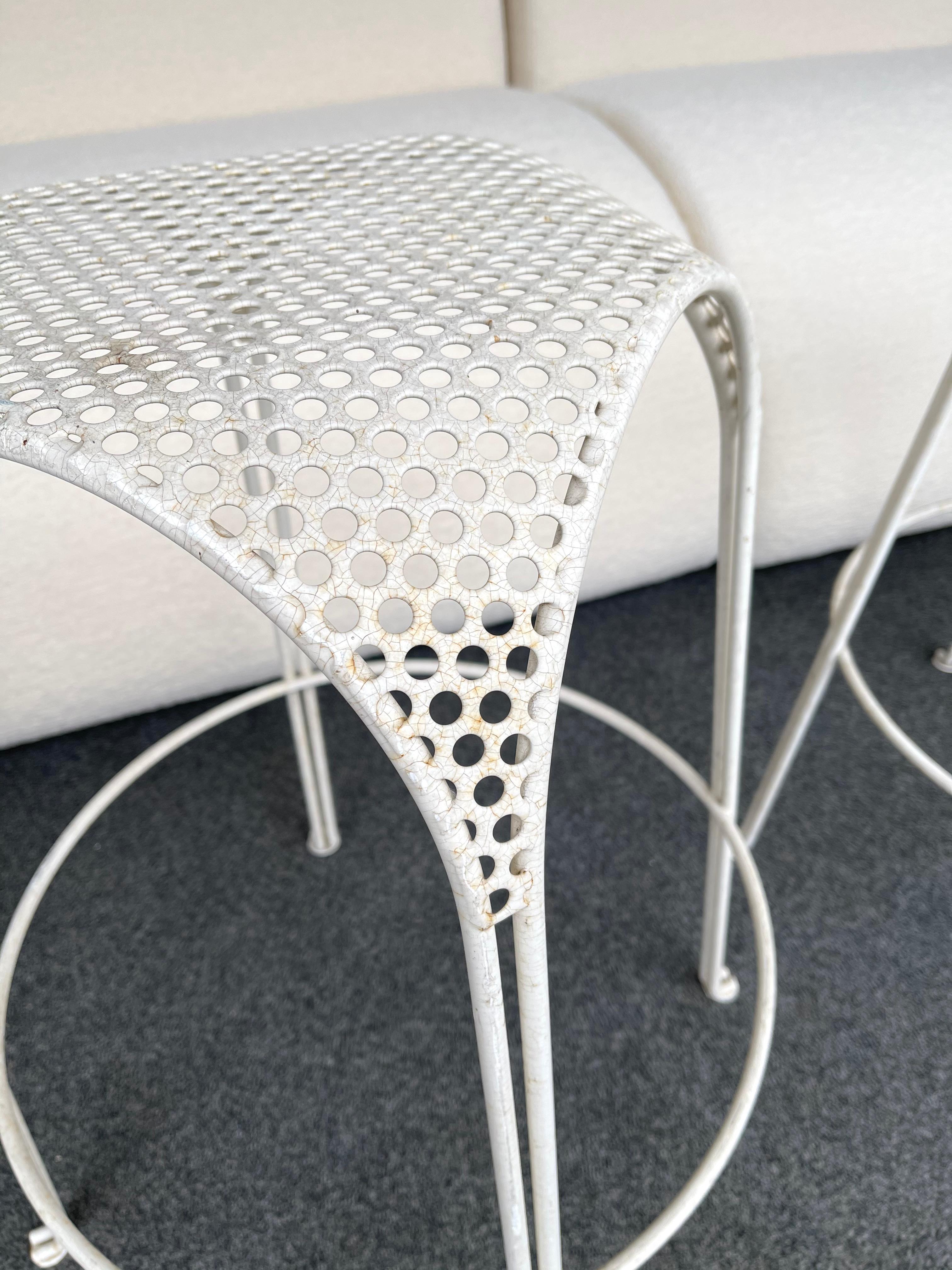Pair of Bar Stools Metal Perforated by Maurizio Tempestini, Italy, 1950s For Sale 4