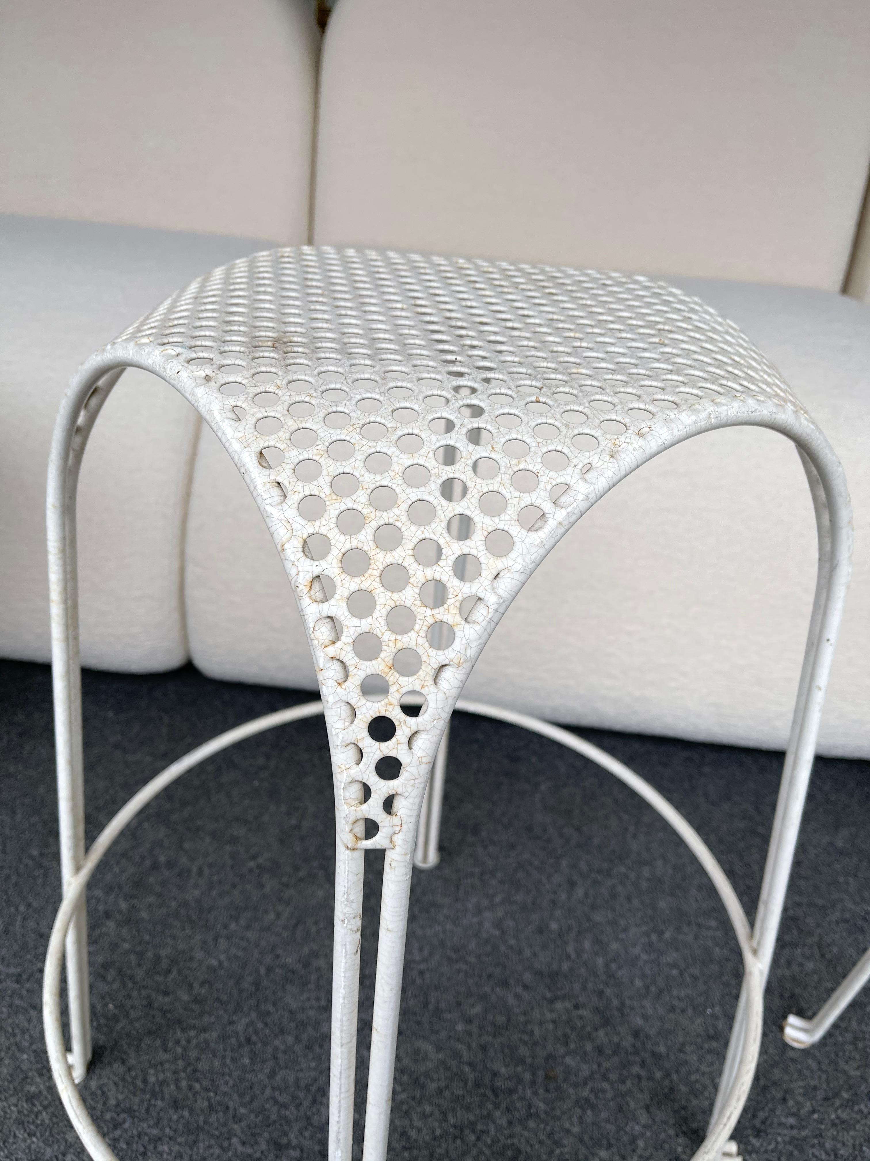 Italian Pair of Bar Stools Metal Perforated by Maurizio Tempestini, Italy, 1950s For Sale