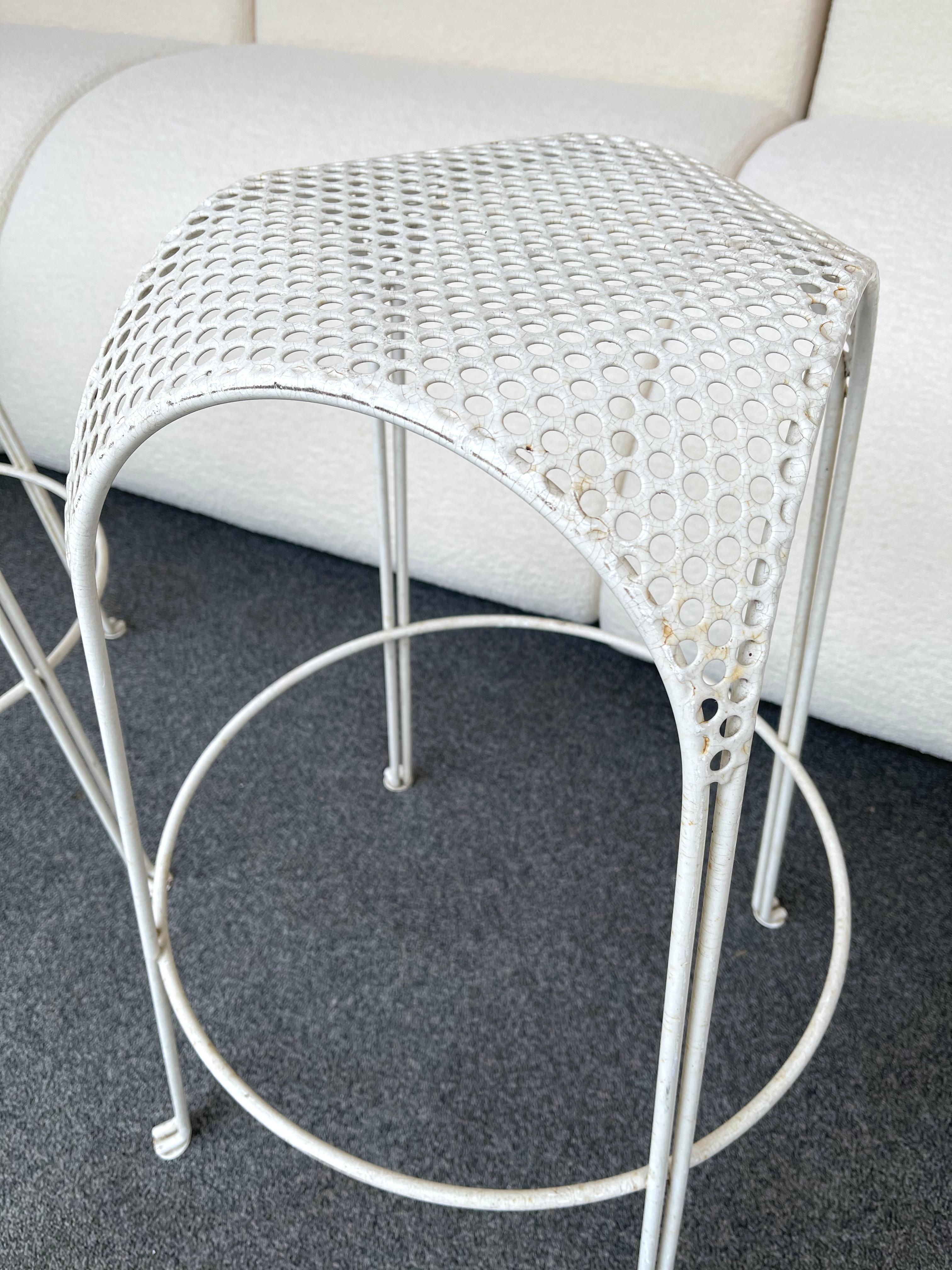 Mid-20th Century Pair of Bar Stools Metal Perforated by Maurizio Tempestini, Italy, 1950s For Sale