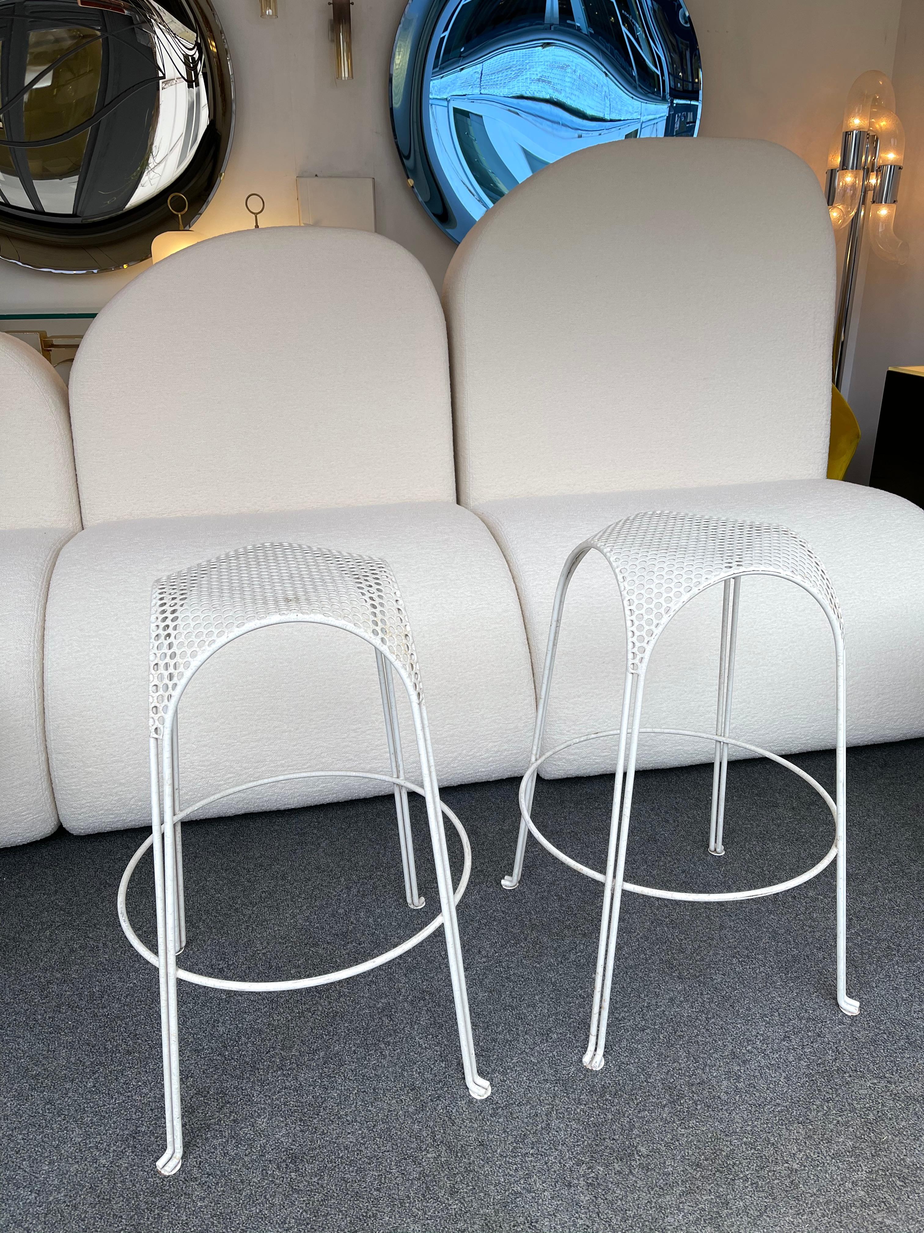 Pair of Bar Stools Metal Perforated by Maurizio Tempestini, Italy, 1950s For Sale 1