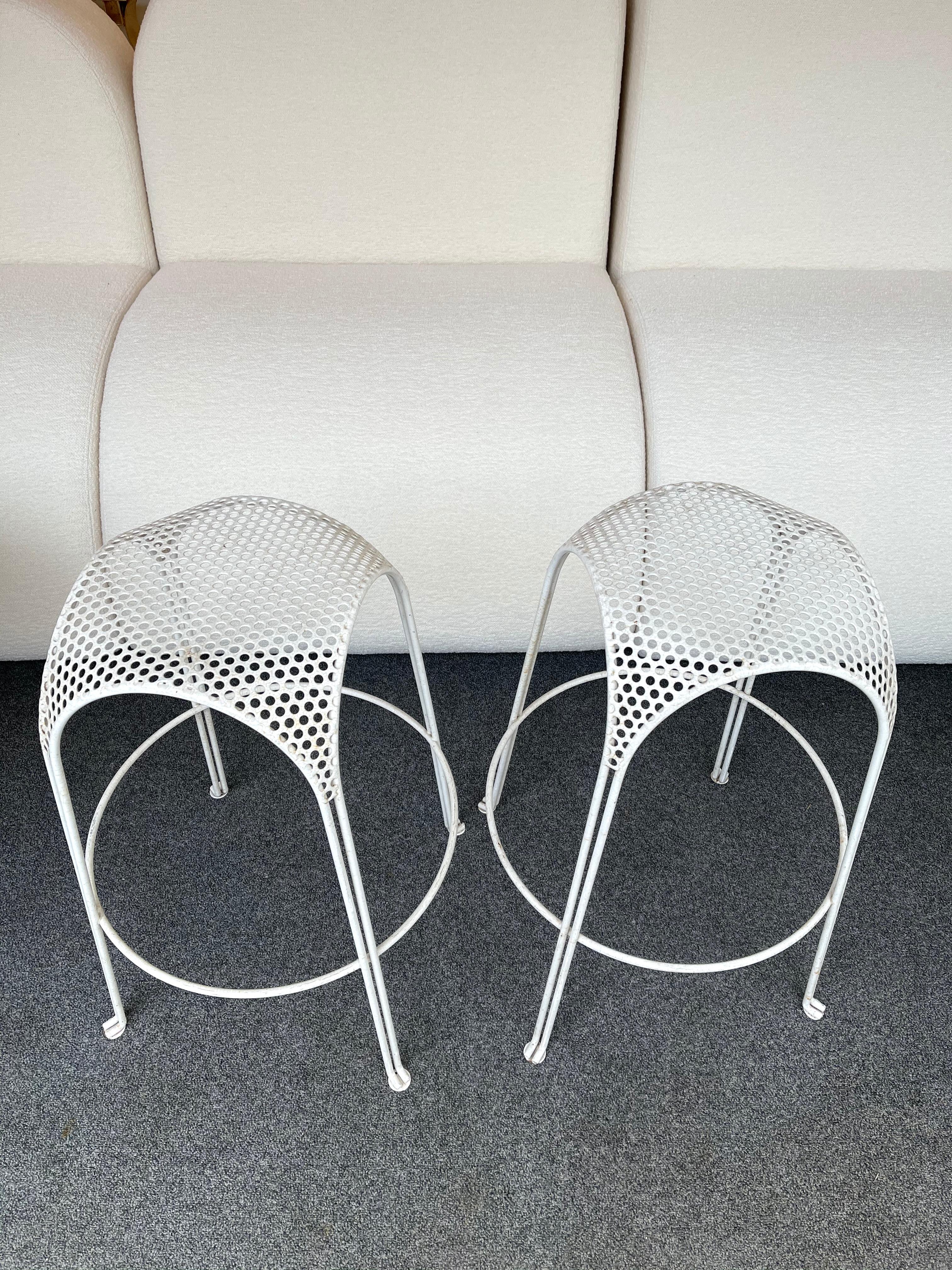 Pair of Bar Stools Metal Perforated by Maurizio Tempestini, Italy, 1950s For Sale 2