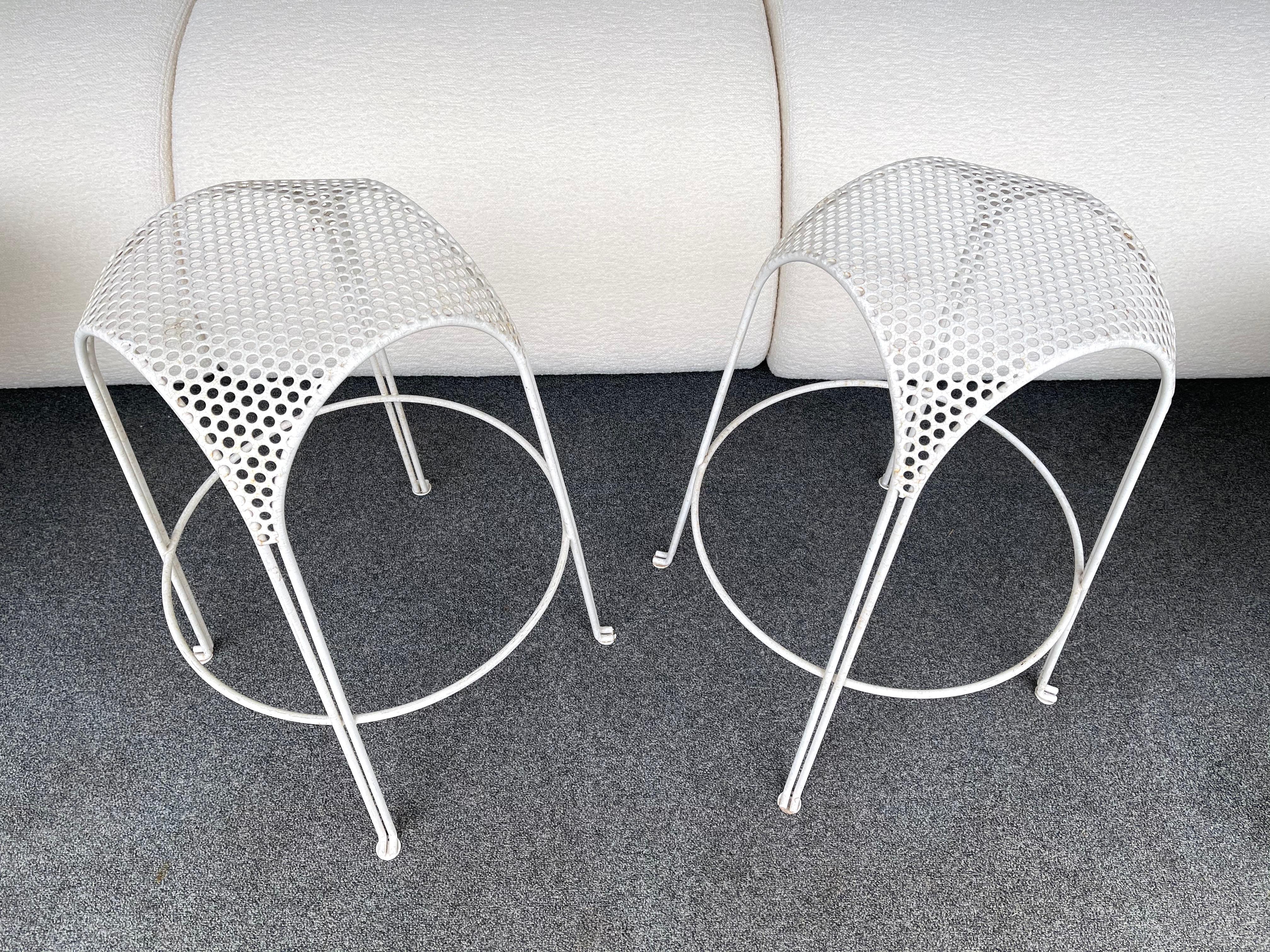 Pair of Bar Stools Metal Perforated by Maurizio Tempestini, Italy, 1950s For Sale 3