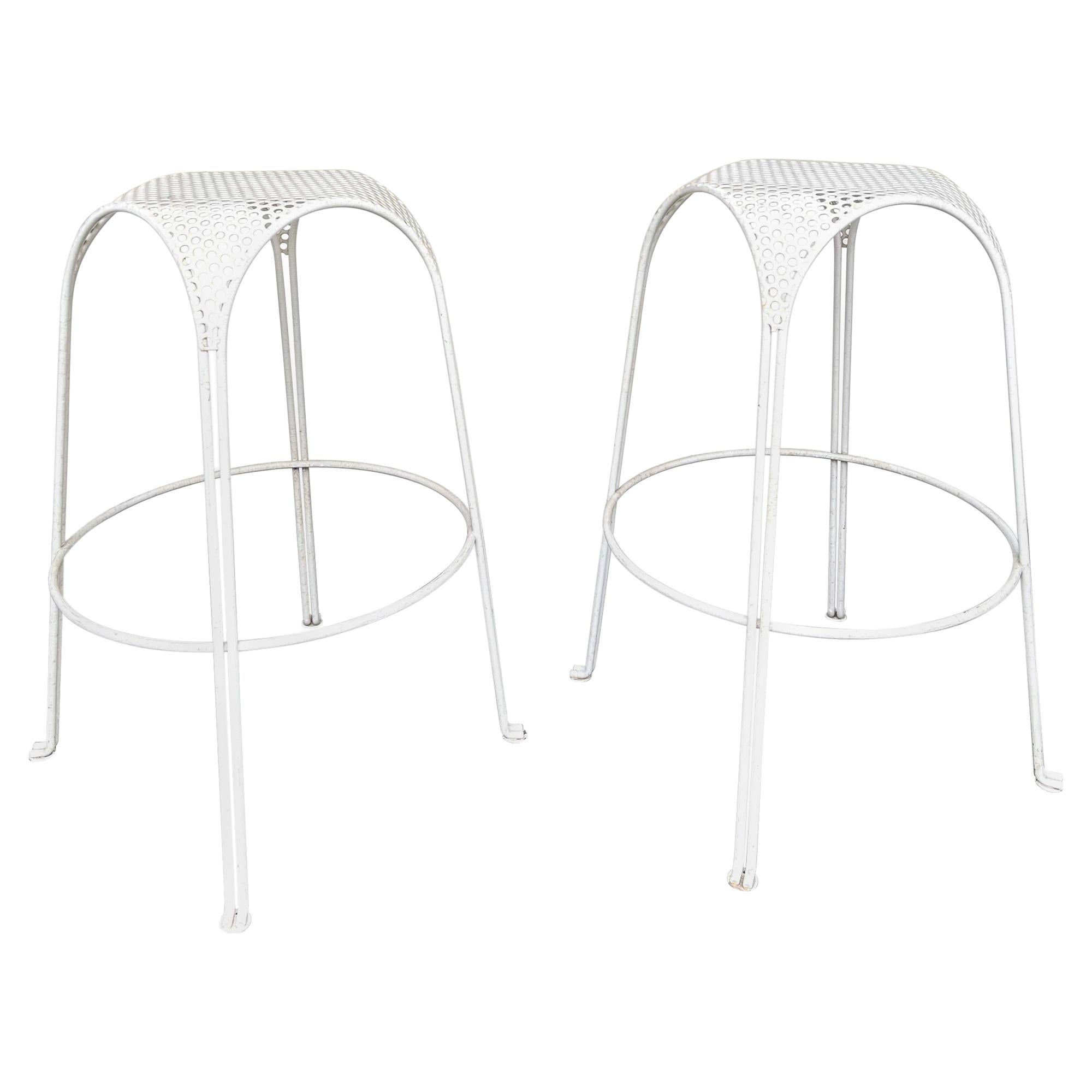 Pair of Bar Stools Metal Perforated by Maurizio Tempestini, Italy, 1950s