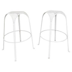 Pair of Bar Stools Metal Perforated by Maurizio Tempestini, Italy, 1950s