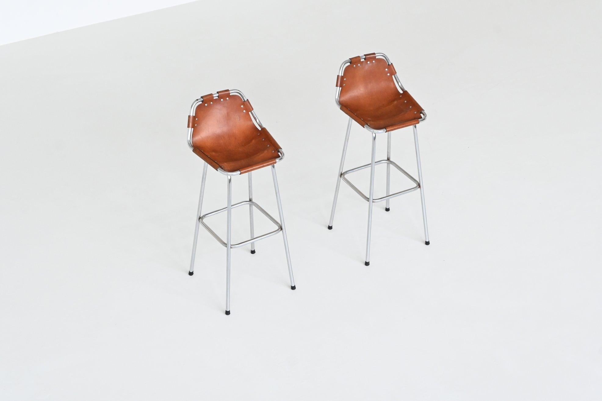 Mid-Century Modern Pair of bar stools selected by Charlotte Perriand for Les Arcs France 1960