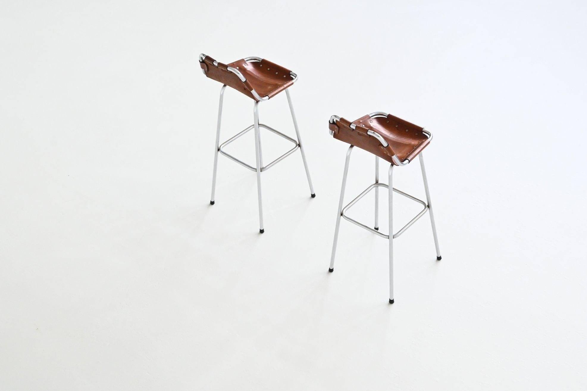 French Pair of bar stools selected by Charlotte Perriand for Les Arcs France 1960