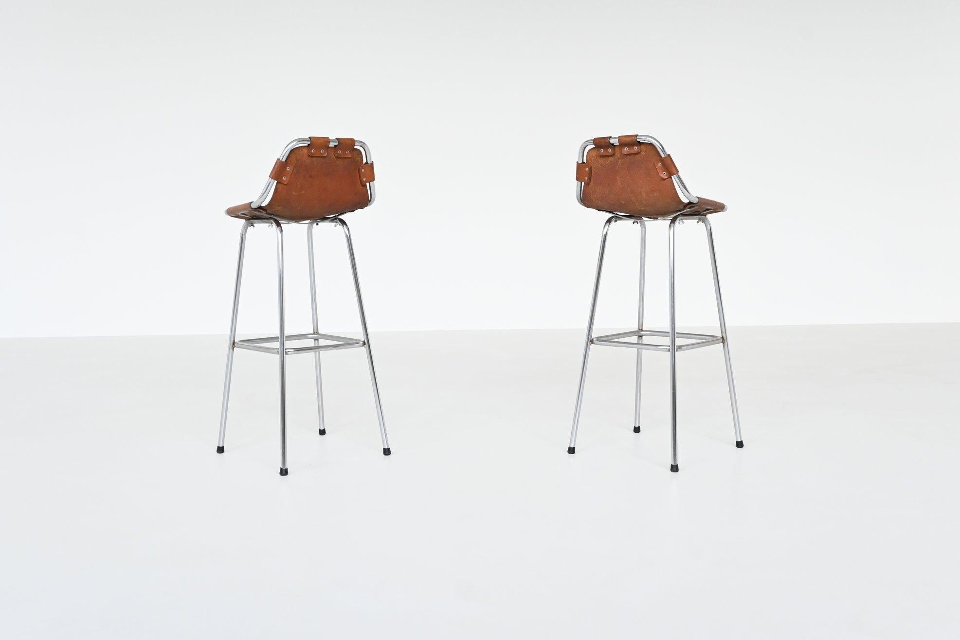 Pair of bar stools selected by Charlotte Perriand for Les Arcs France 1960 In Good Condition In Etten-Leur, NL