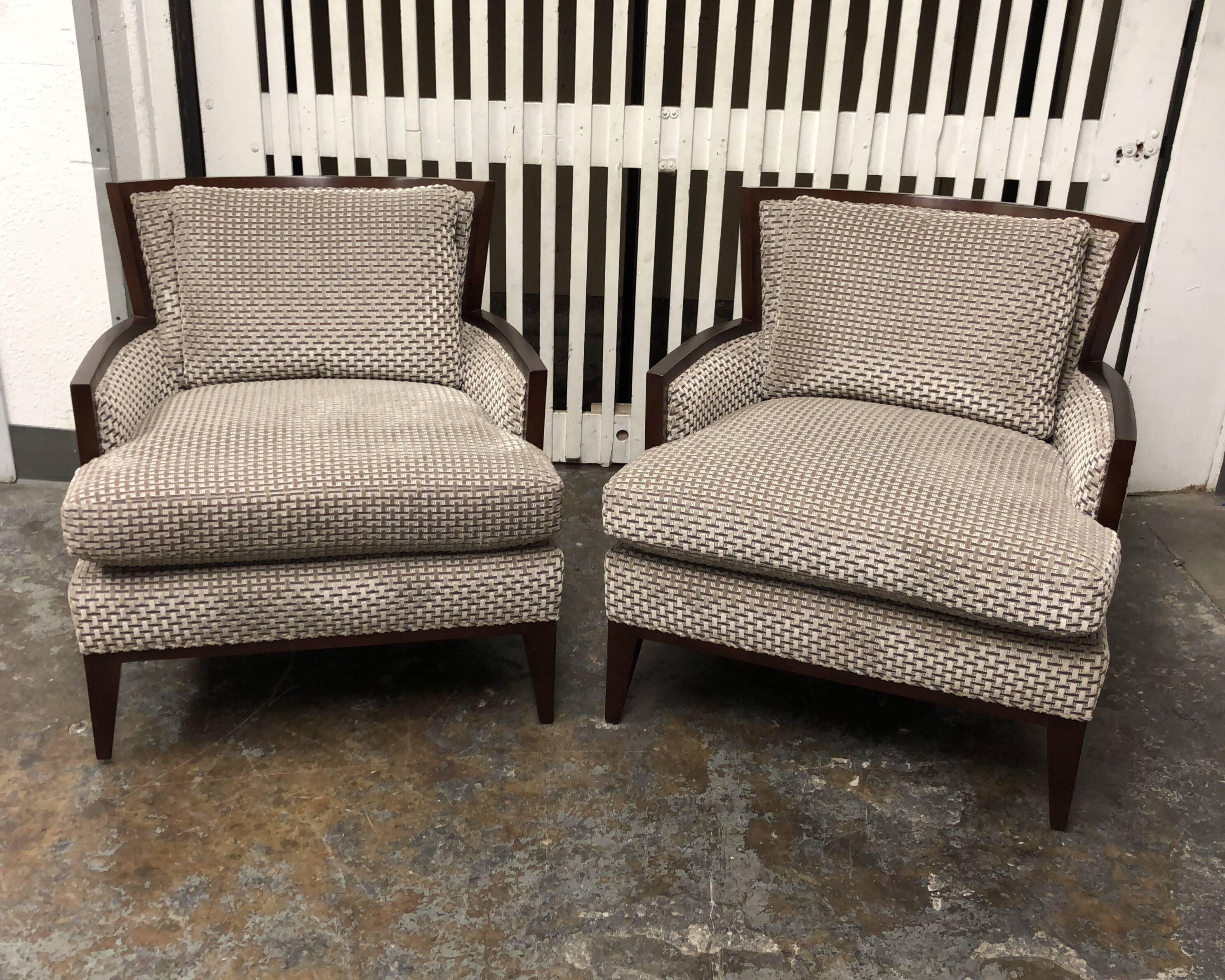 Hollywood Regency Pair of Barbara Barry California Lounge Chairs for Baker Furniture For Sale
