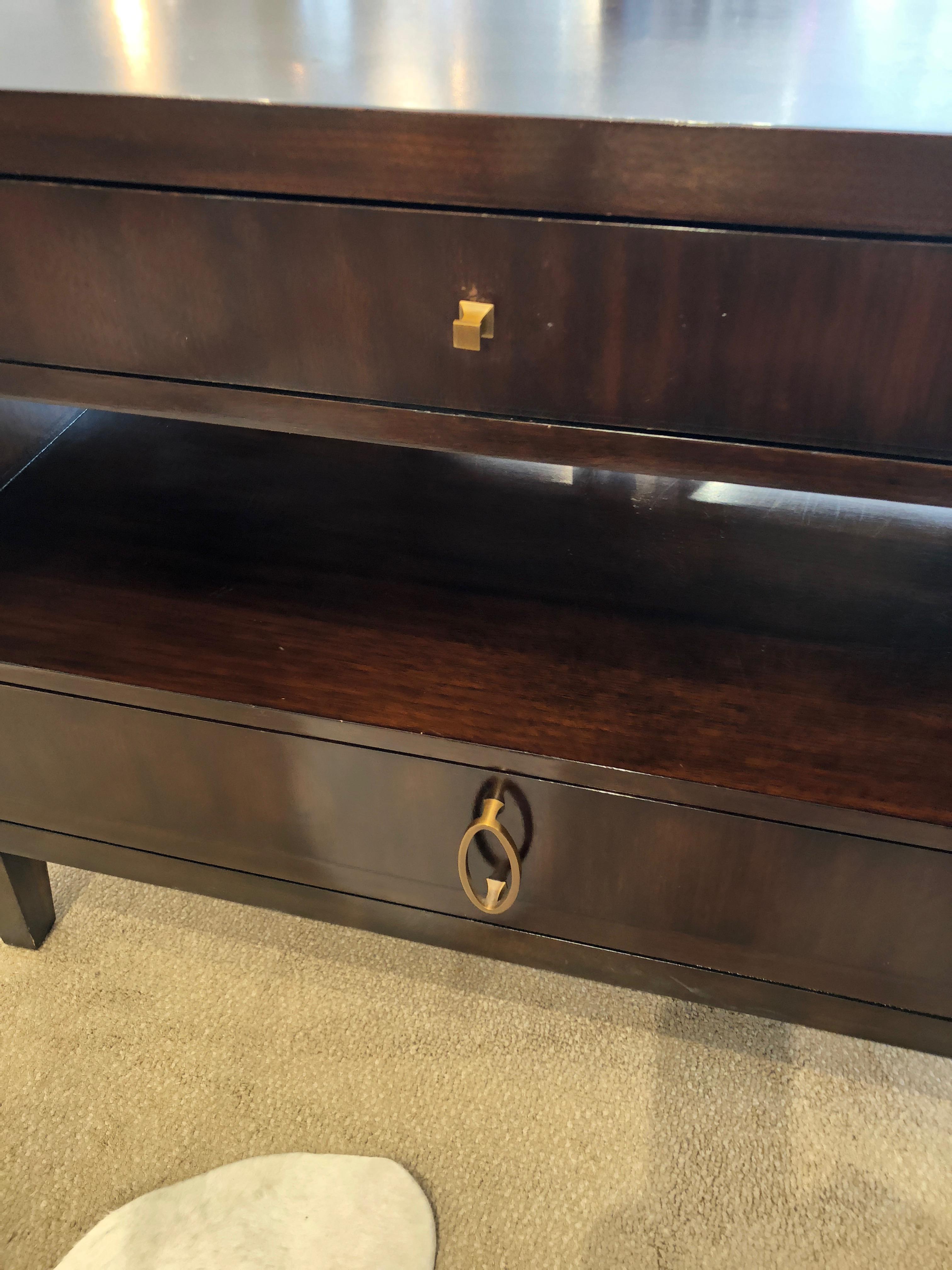 Contemporary Pair of Barbara Barry Dark Mahogany Nightstands