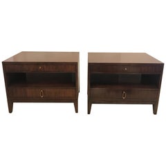 Pair of Barbara Barry Dark Mahogany Nightstands