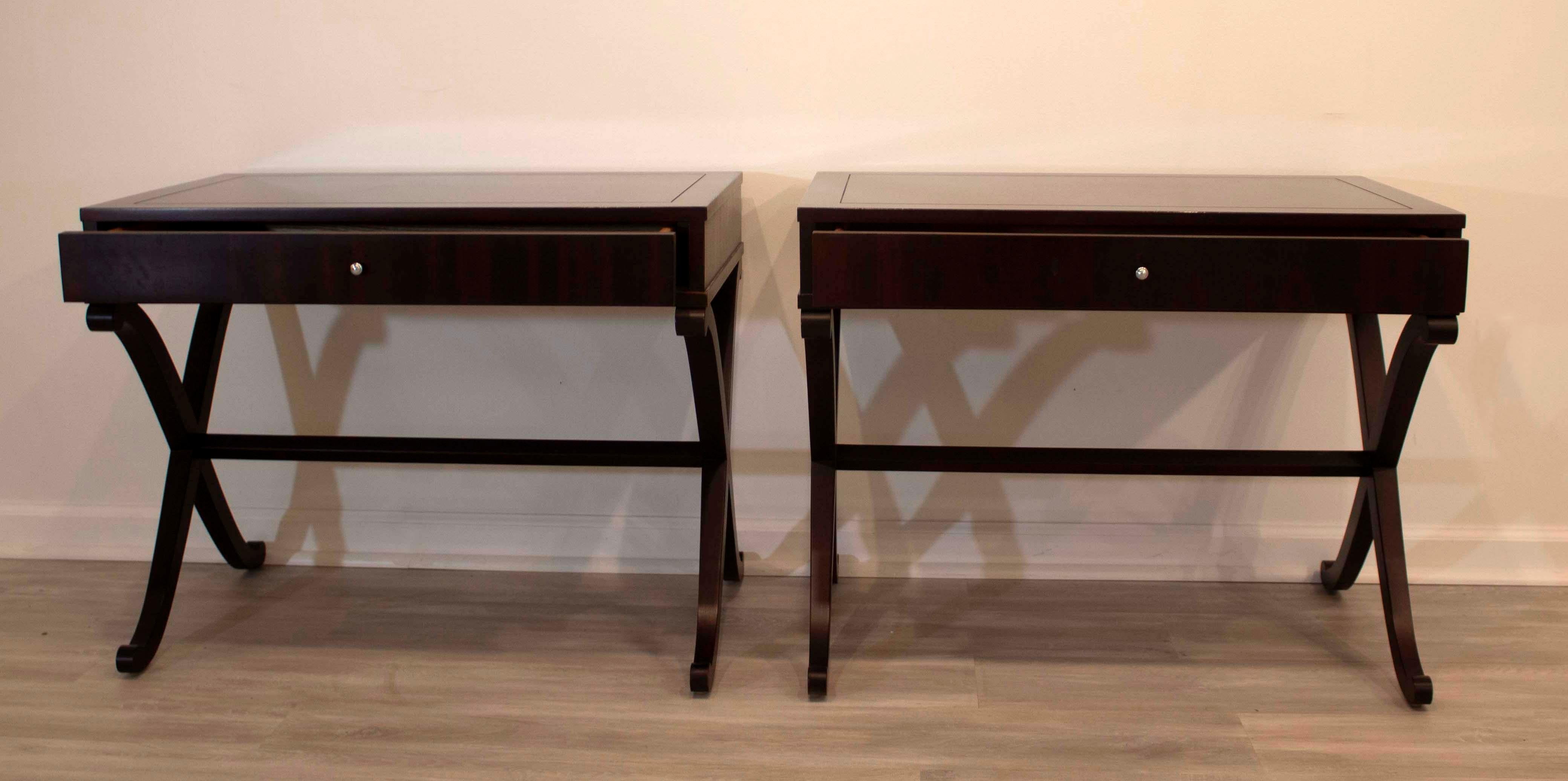 20th Century Pair of Barbara Barry for Baker Side End Tables w Drawer